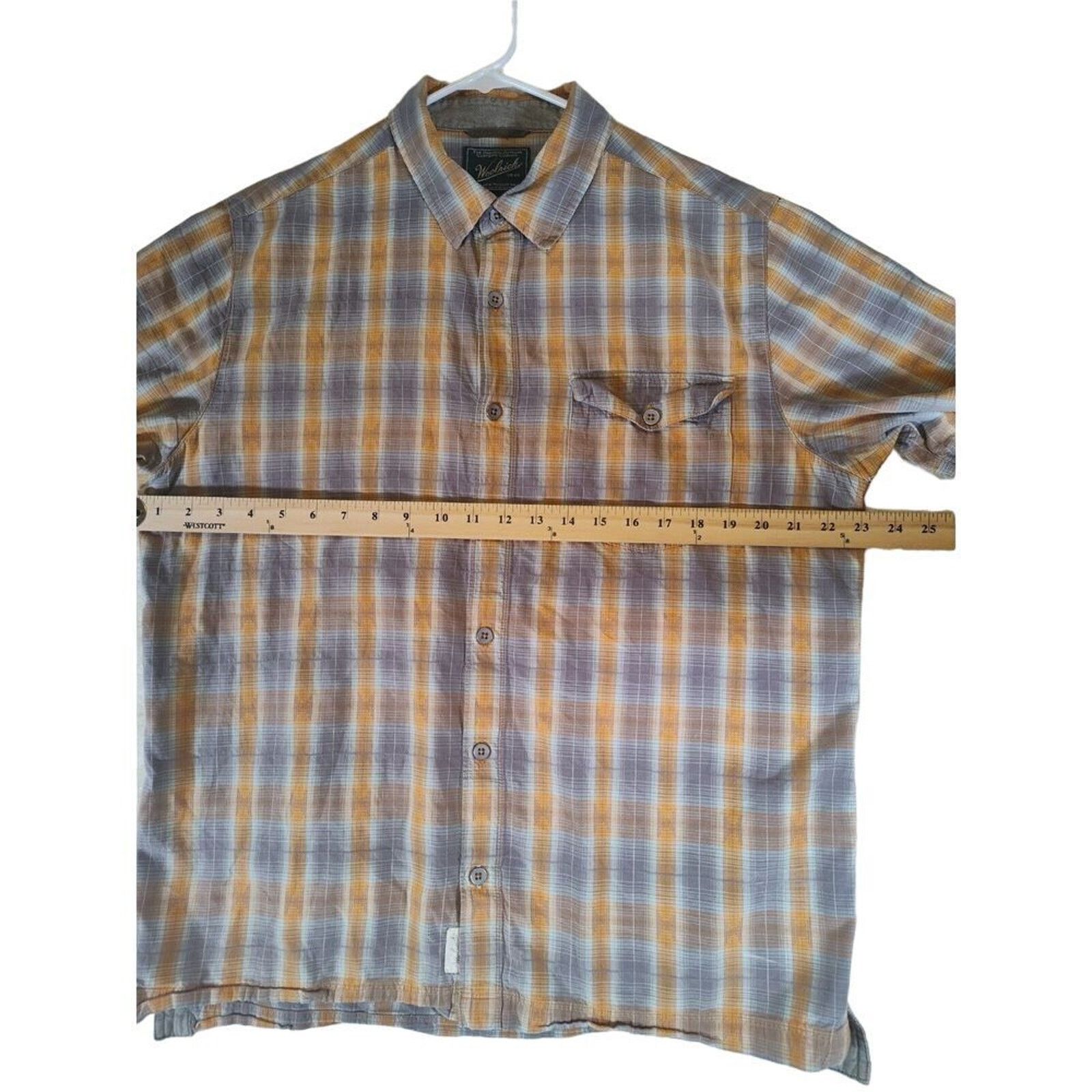 Woolrich Woolen Mills Woolrich Button Up Shirt Plaid Mens Large Orange Gray Cream Size US L / EU 52-54 / 3 - 5 Thumbnail