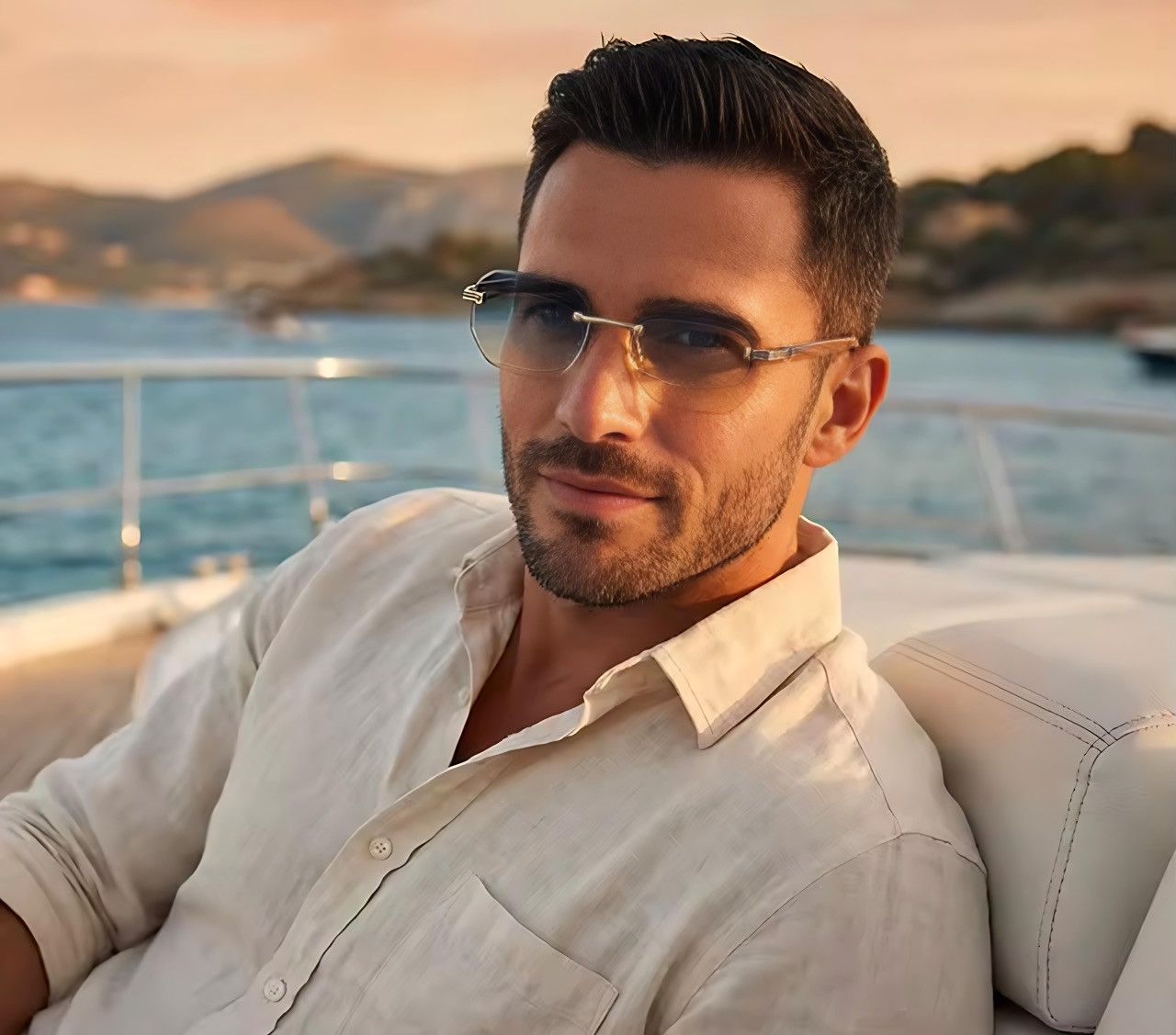 Other Rimless Square Gradient Sunglasses Luxury Metal Wood Grain Size ONE SIZE - 4 Thumbnail
