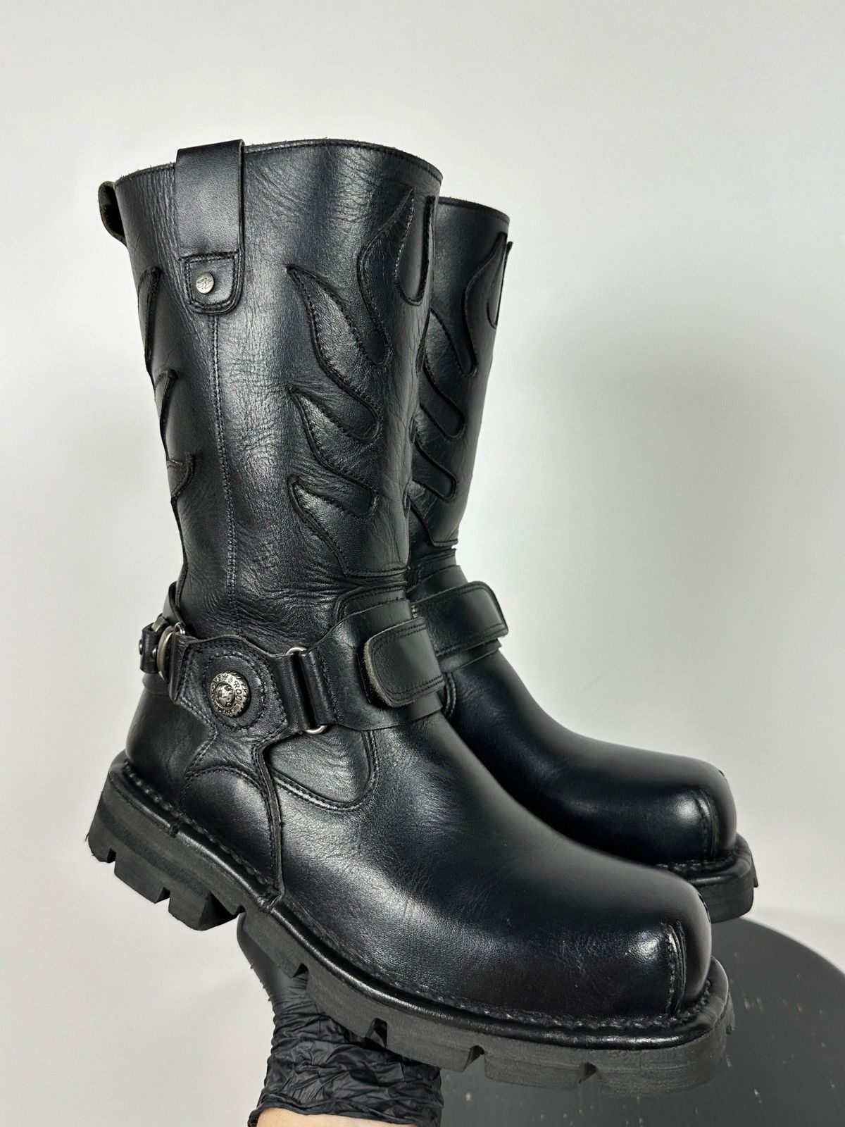 Designer × New Rock OPIUM SUEDE LEATHER DEMONIA EMO PUNK PLATFORM