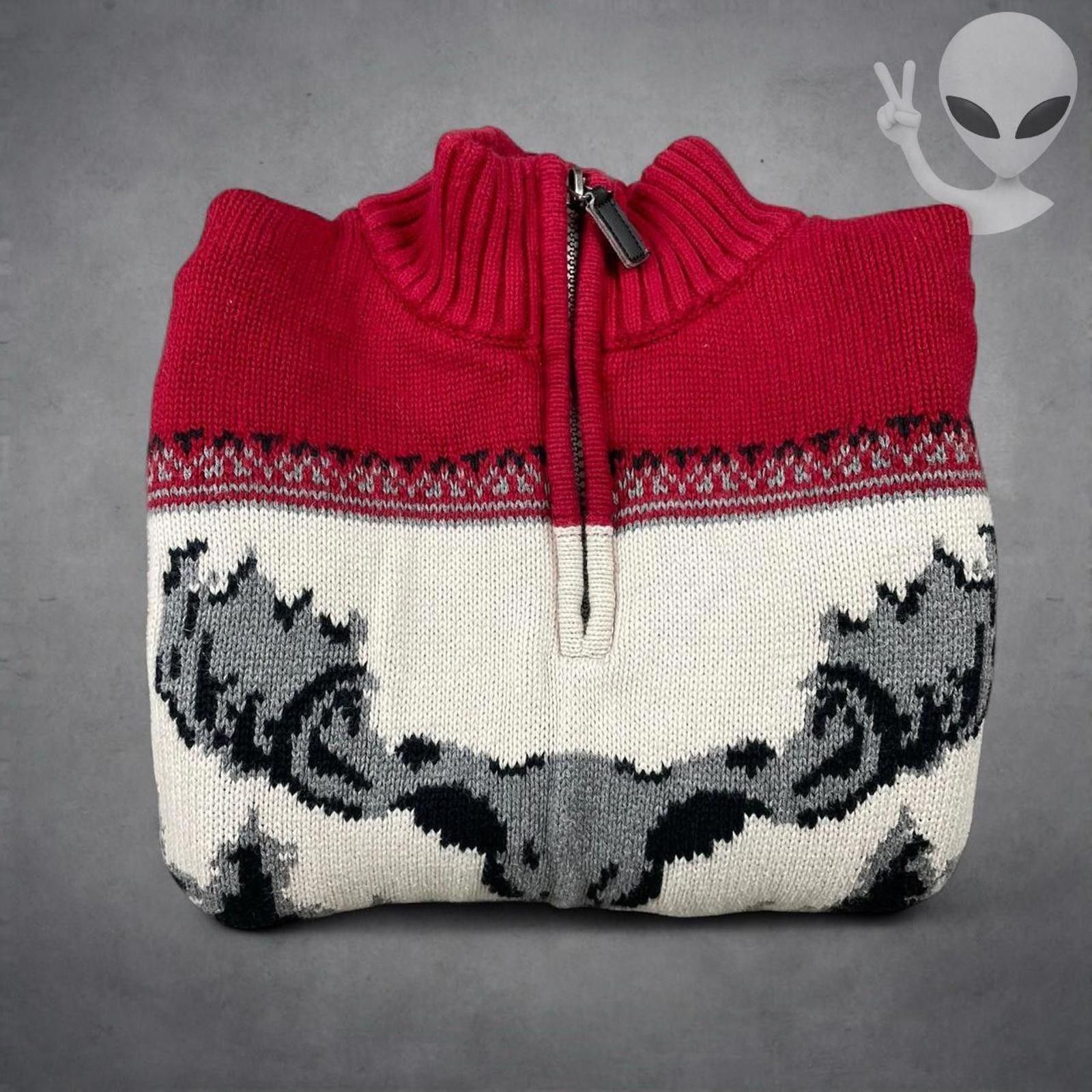 Chaps Ralph Lauren Chaps Mens Quarter Zip Red Knit Moose Sweater Size US L / EU 52-54 / 3 - 5 Thumbnail