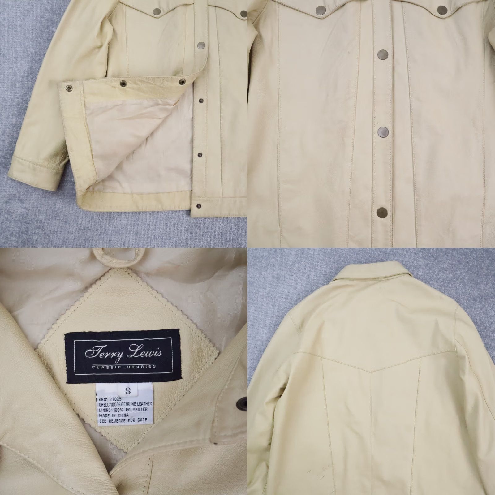 Lewis Leathers VINTAGE Terry Lewis Leather Western Jacket Mens Small Beige Long Sleeve Snap Collared USA Western Size US S / EU 44-46 / 1 - 8 Thumbnail