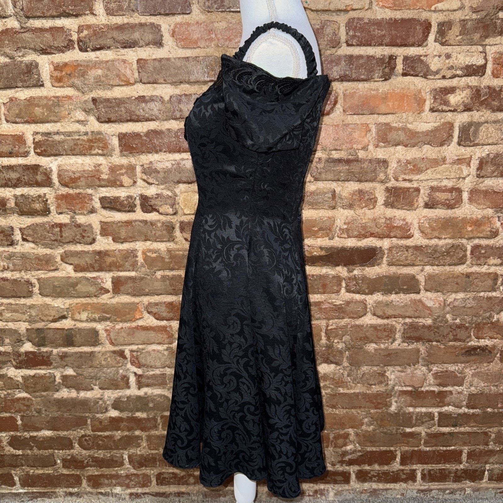 VTG Scott McClintock black Brocade Bodice midi party dress