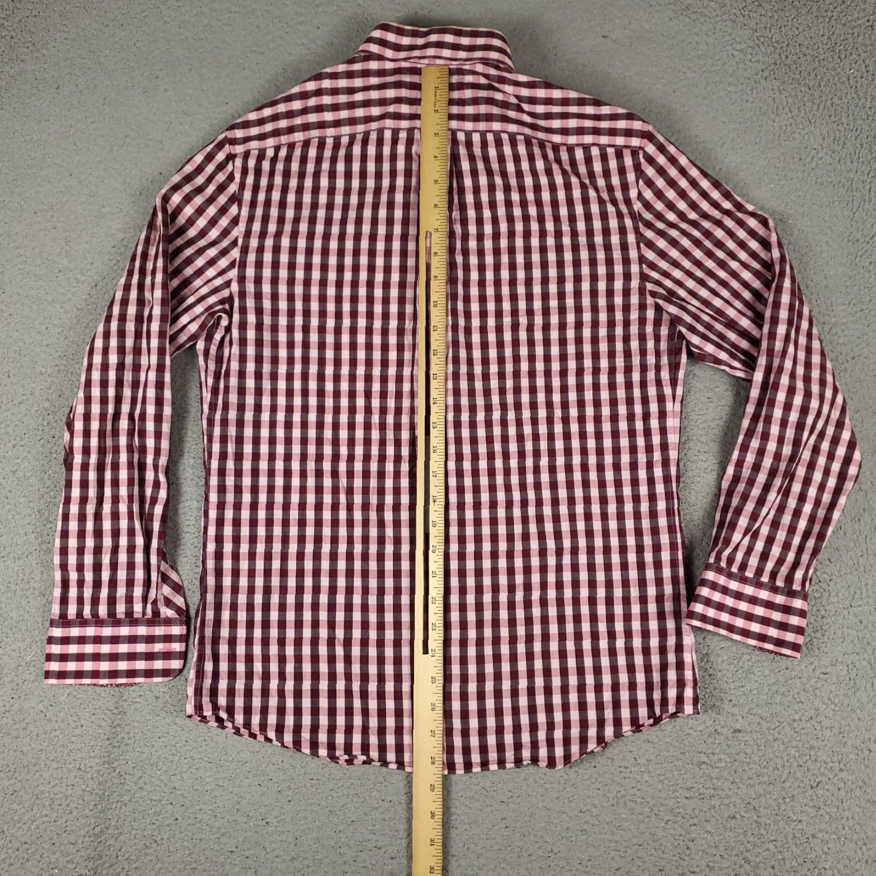 Vintage Penguin Dress Shirt Mens 15.5 Red Check Long Sleeve Button Up Size 40R - 3 Thumbnail
