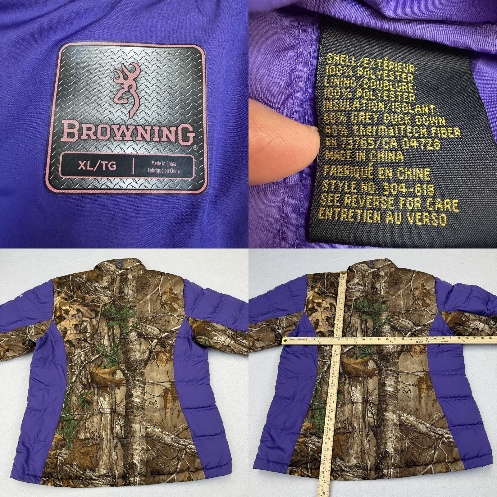 Vintage Browning Jacket Womens XL Brown Camo Down Puffer Realtree Hells Belles Size XL / US 12-14 / IT 48-50 - 8 Thumbnail