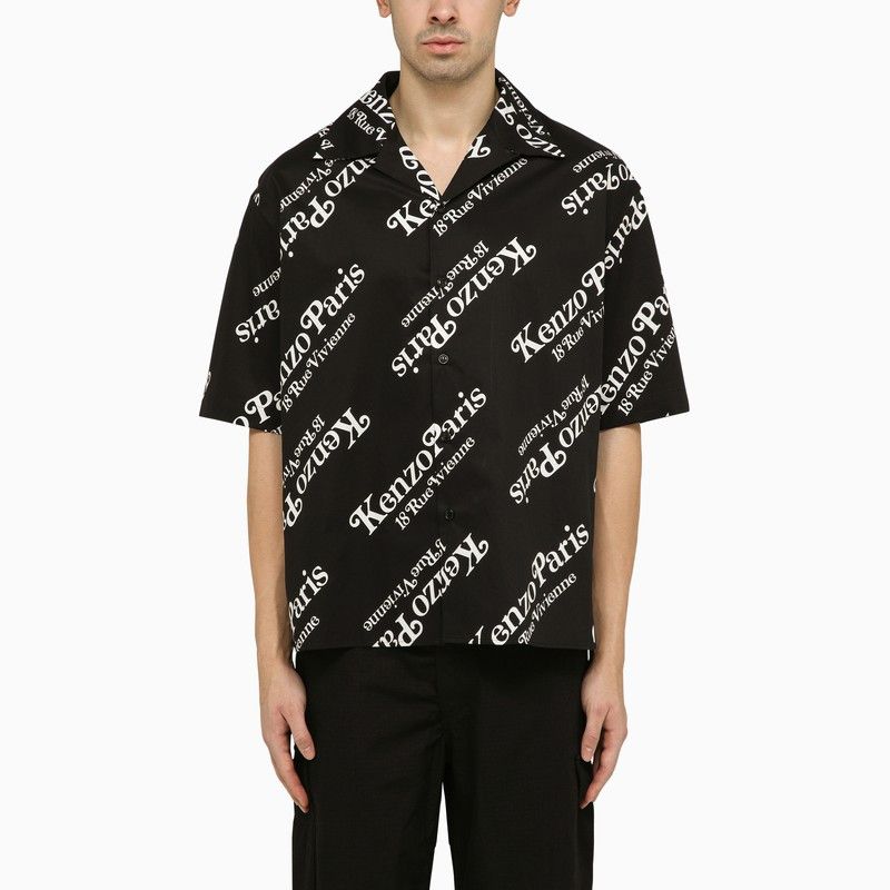 Image of Kenzo Kenzo By Verdy Black Shirt With Allover Logo, Men's (Size Small)