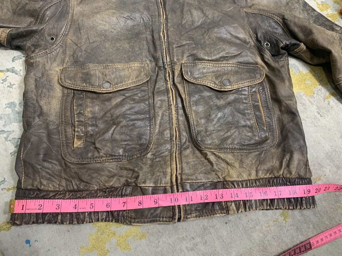 Vintage Vintage 1990 Flight leather Jacket trashed Size US M / EU 48-50 / 2 - 19 Thumbnail