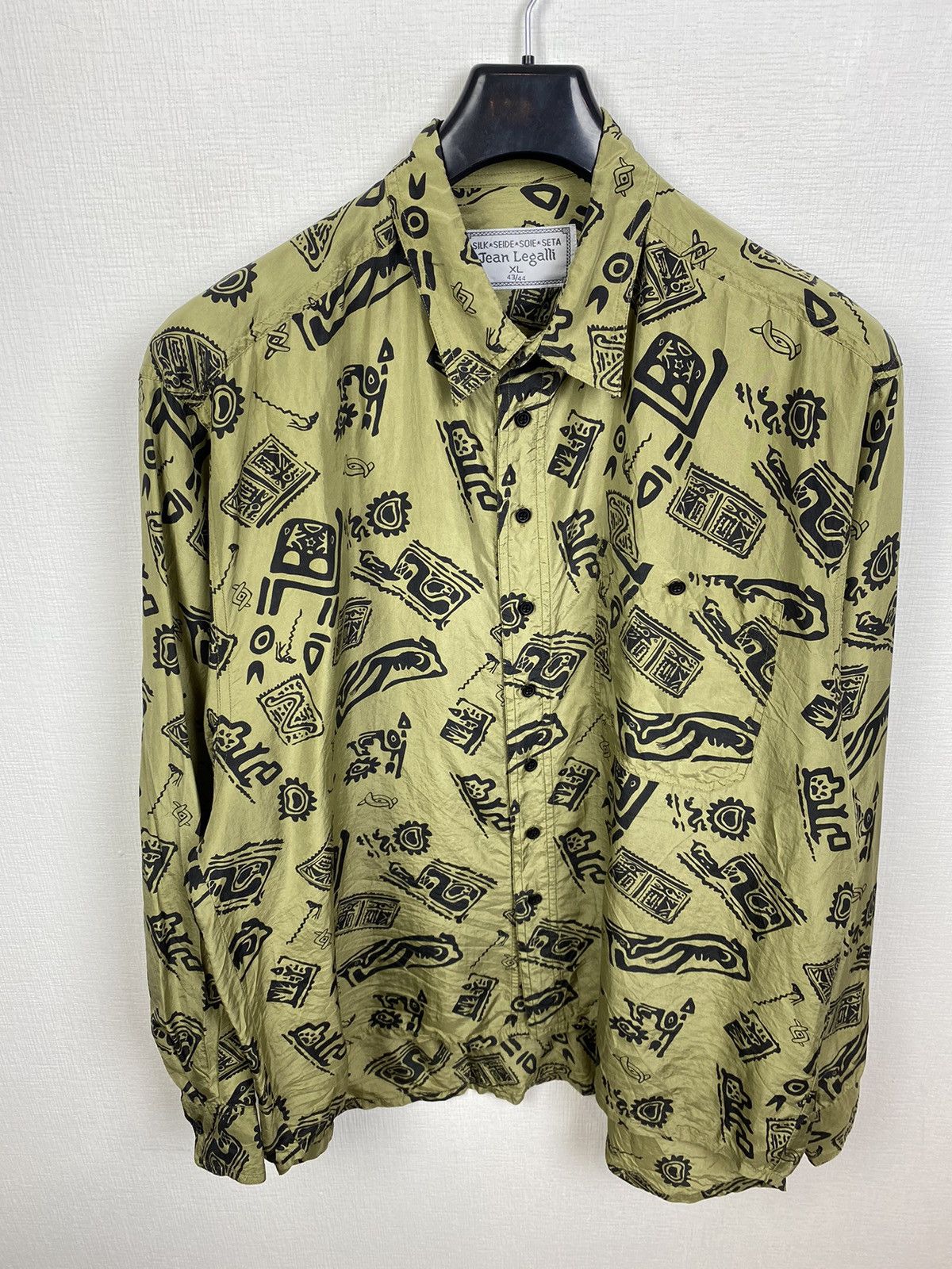 Jean Legalli 100% Silk Printed Shirt size XL