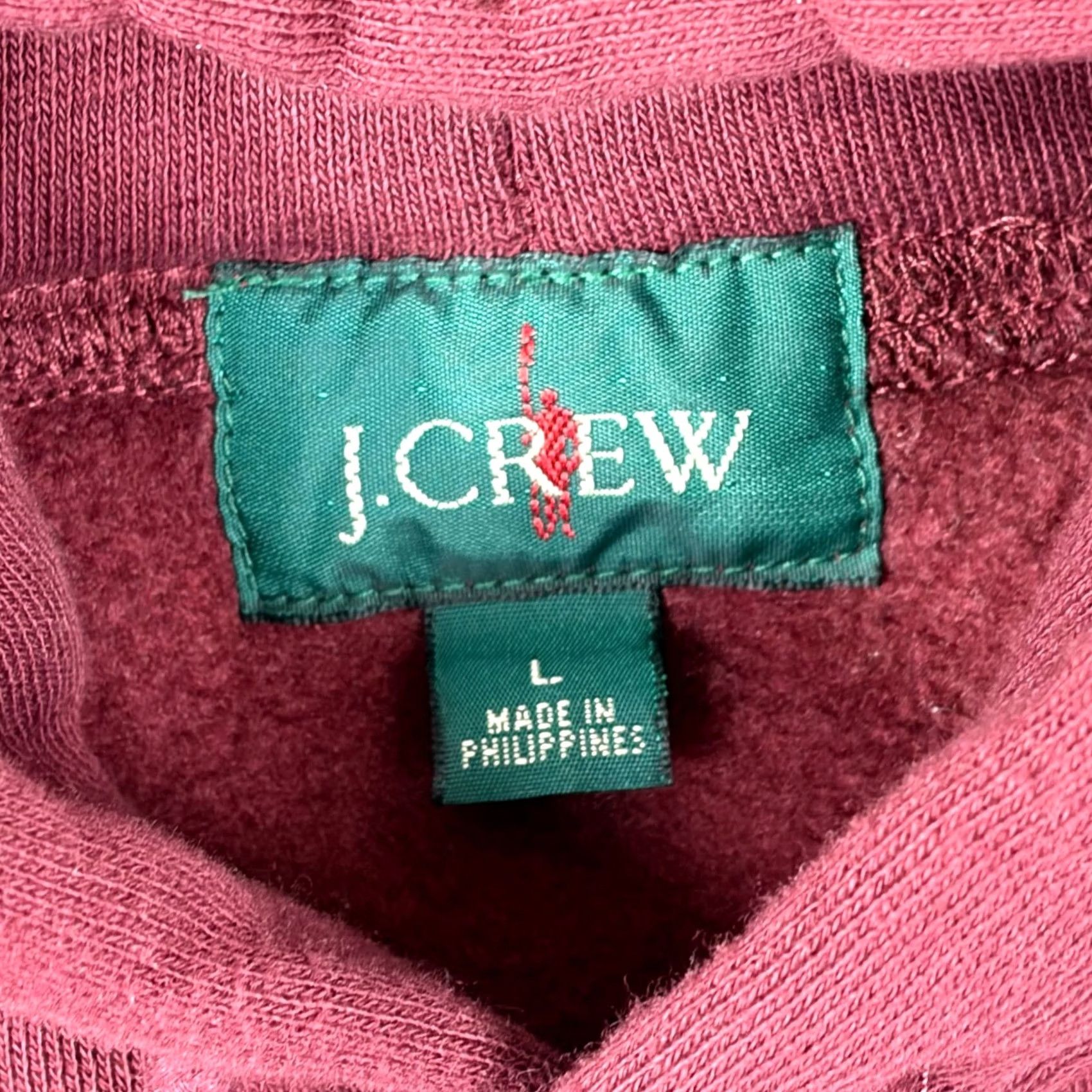 J.Crew J.CREW Mens Hoodie Maroon Burgundy Fleece Pullover Large Size US L / EU 52-54 / 3 - 5 Thumbnail