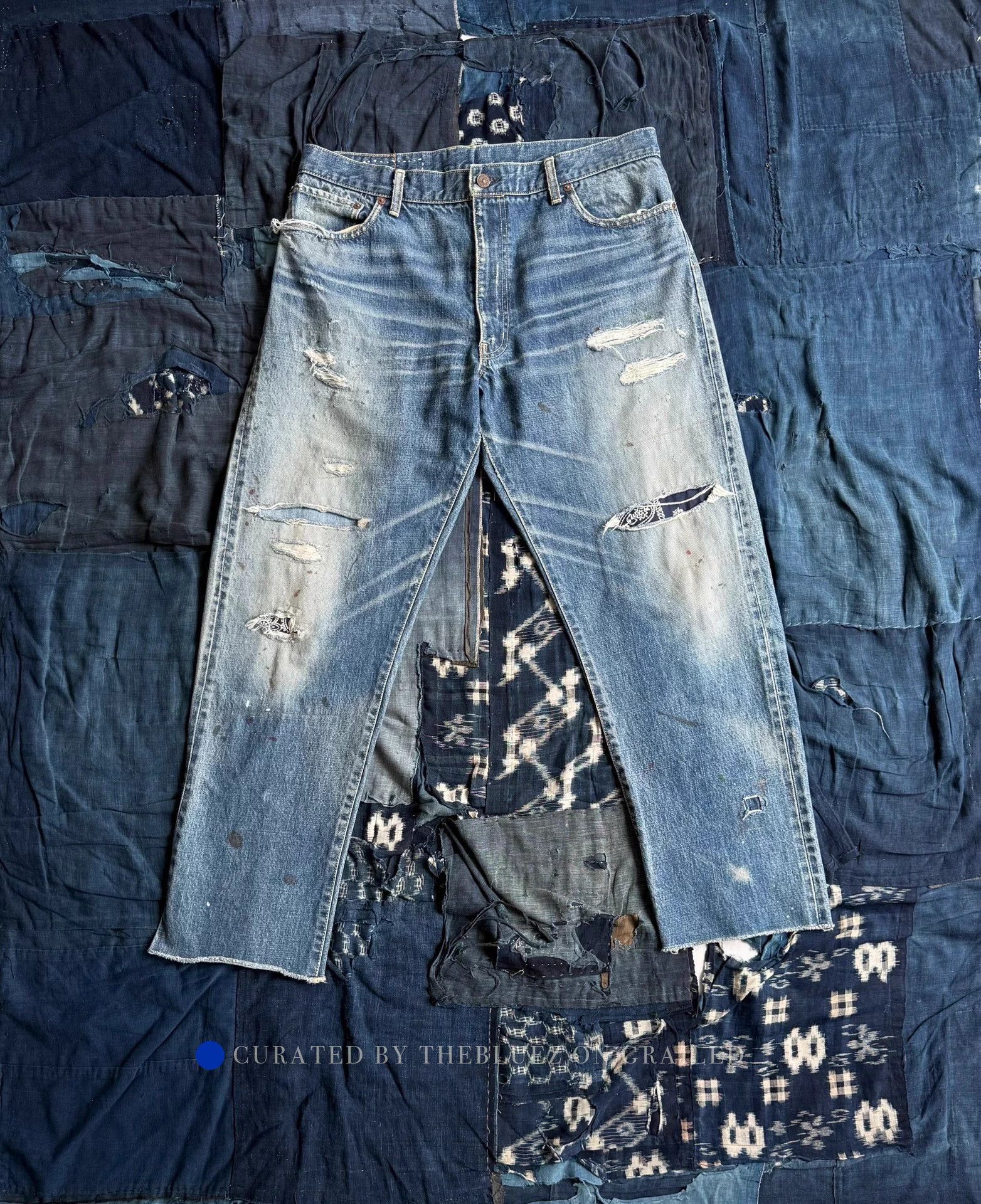Visvim Unique Tacked Crash Denim Pants in Blue Size US 34 / EU 50 - 1 Thumbnail