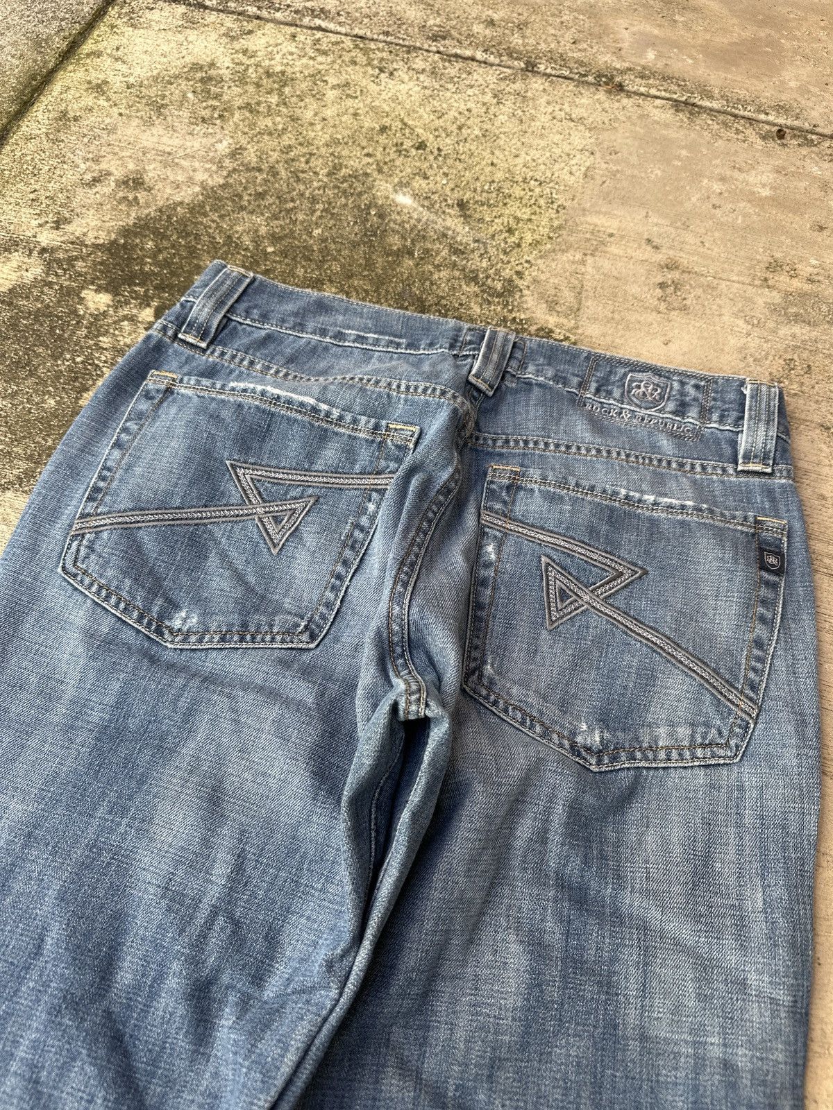 Rock & Republic Y2k 2000s Baggy Blue Rock & Republic Wideleg Jeans Size US 32 / EU 48 - 3 Thumbnail