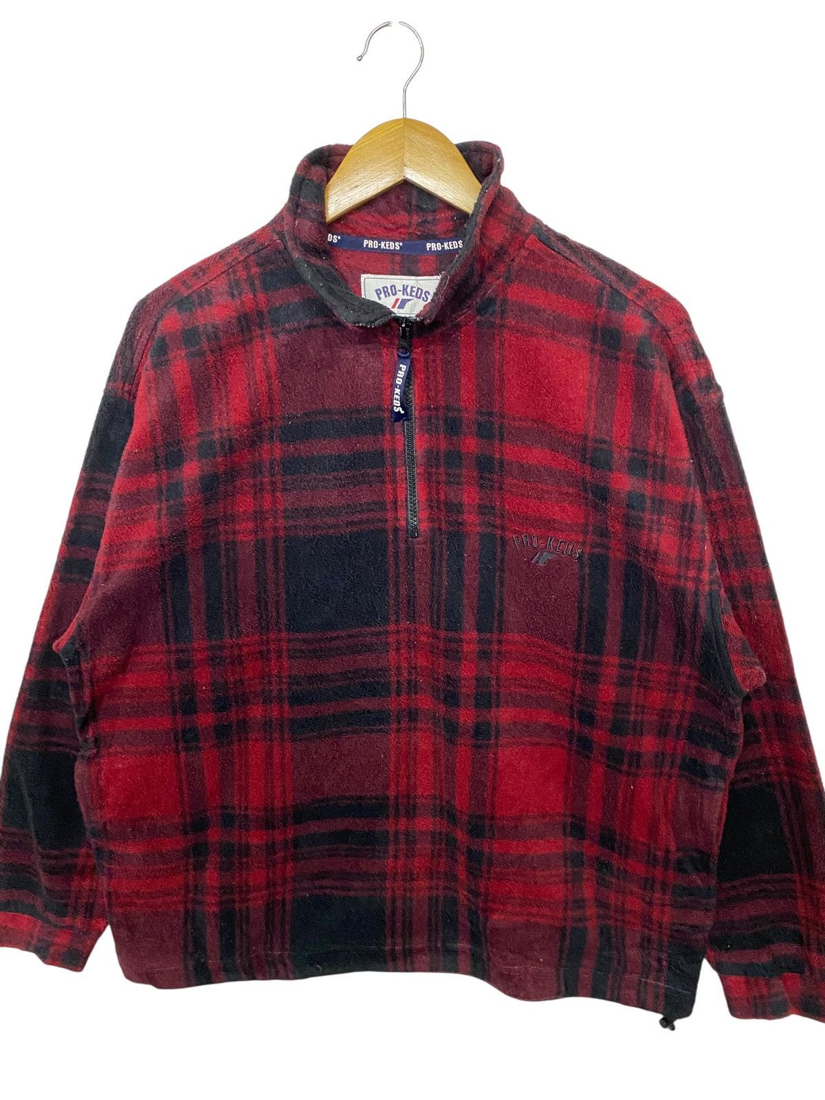 Pro-Keds Vintage Pro-Keds Checked Half Zipper Fleece Sweatshirt Size US M / EU 48-50 / 2 - 2 Thumbnail