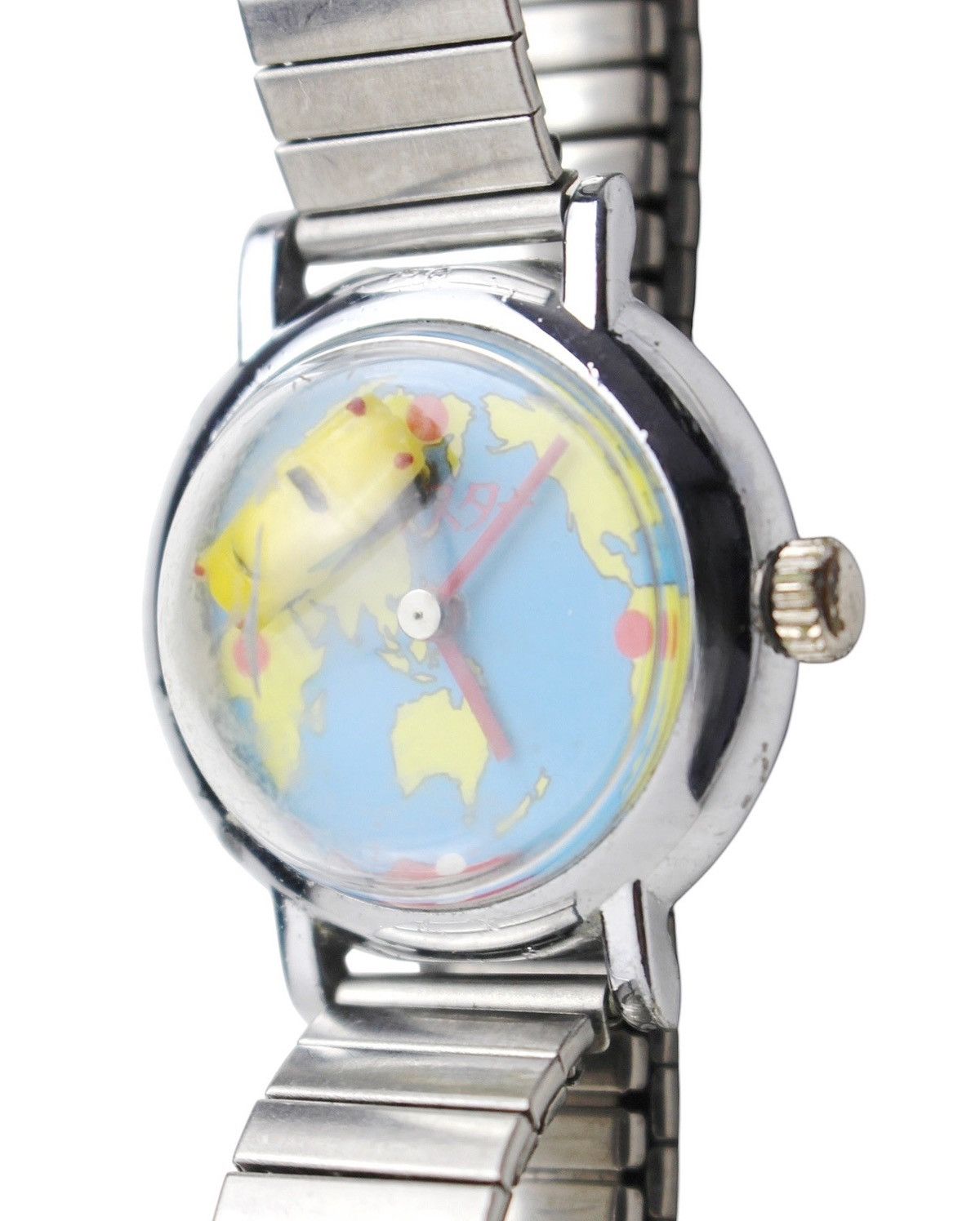 Vintage 1990S JAPANESE MADE MECHANICAL WIND-UP WORLD MAP WATCH Size ONE SIZE - 4 Thumbnail