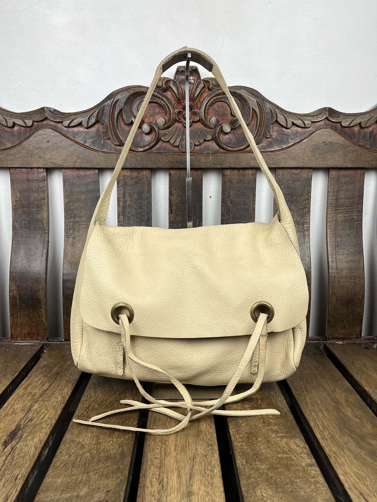 Vintage 1990s Miu Miu Grained Leather Shoulder Bag