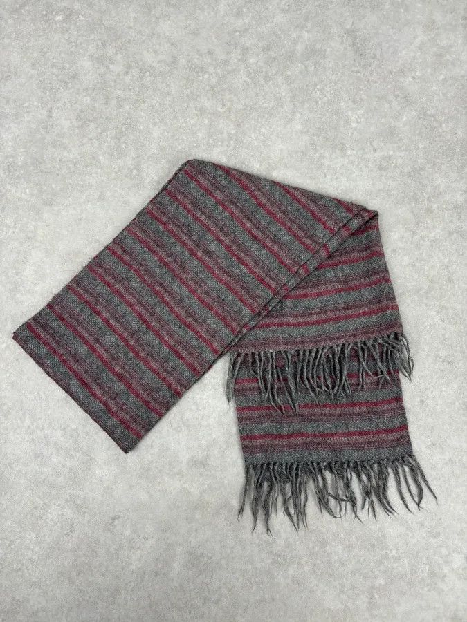 Gucci 2000s Gucci Red & Grey Striped Wool Scarf Size ONE SIZE - 8 Thumbnail