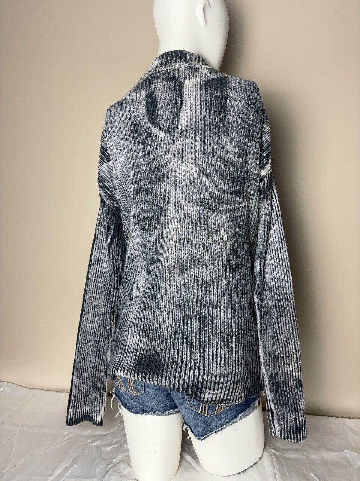 Vintage Avant Garde Zip Up Vintage Washed Knit Sweater Pullover Size US L / EU 52-54 / 3 - 4 Thumbnail