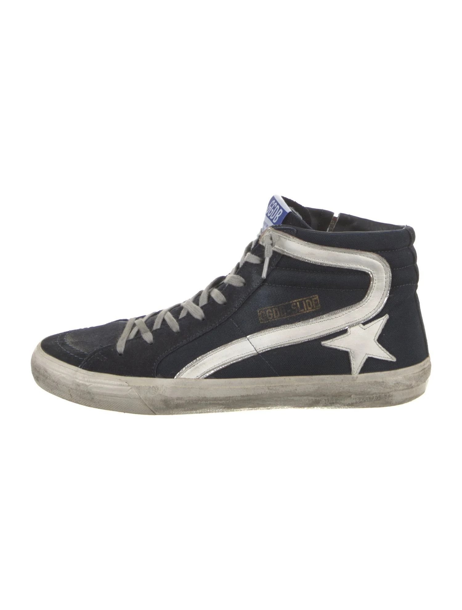 Golden Goose o1w1db10425 Slide Denim High Top Sneakers in Blue/White Size US 9 / EU 42 - 2 Thumbnail