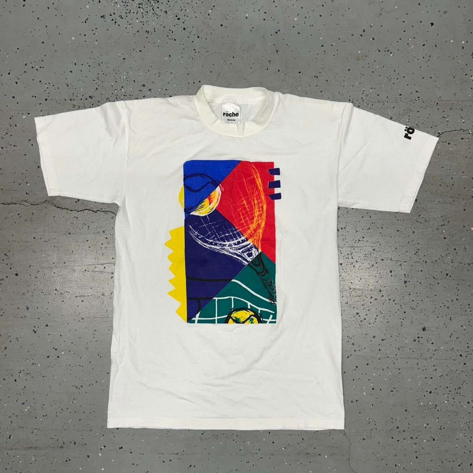 Other VTG 90s Roche tennis graphic tee in white and multi-colour Size US M / EU 48-50 / 2 - 1 Thumbnail