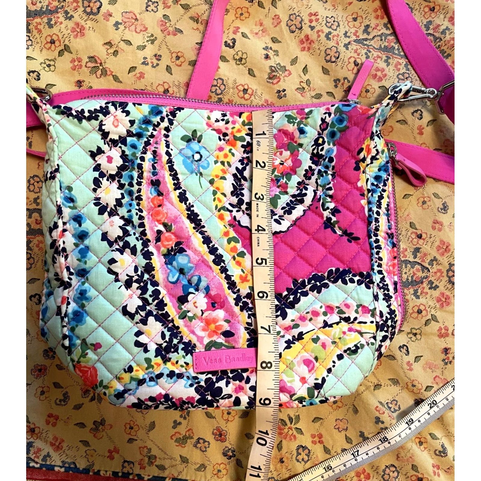 Vera Bradley Vera Bradley Carson Wildflower Paisley Crossbody Purse Pink Blue Colorful Pretty Women Medium Tote Size ONE SIZE - 8 Thumbnail