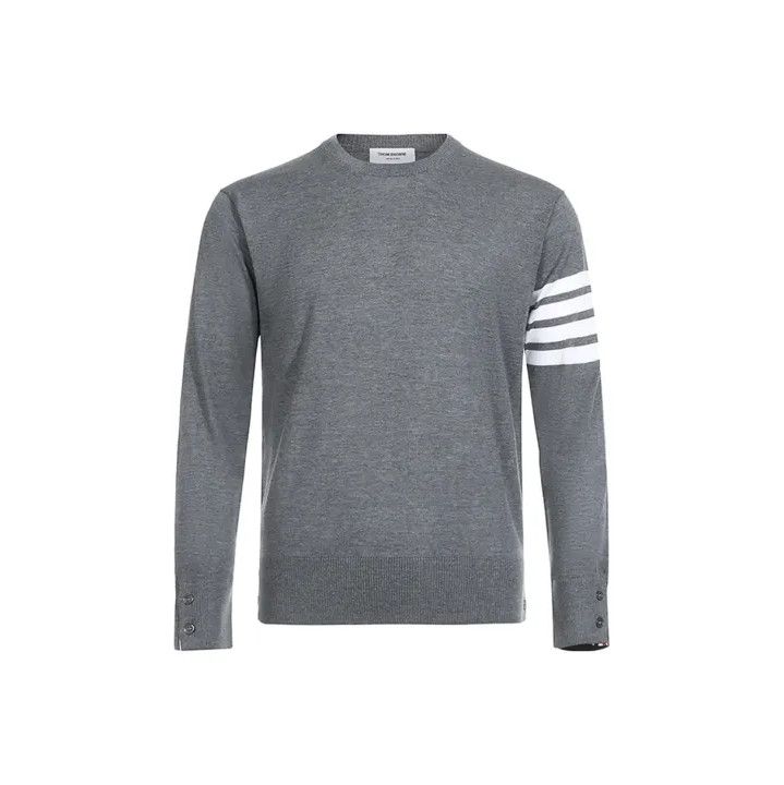 Thom Browne Thom Browne Gray Striped Long Sleeve Sweater Size US S / EU 44-46 / 1 - 1 Thumbnail