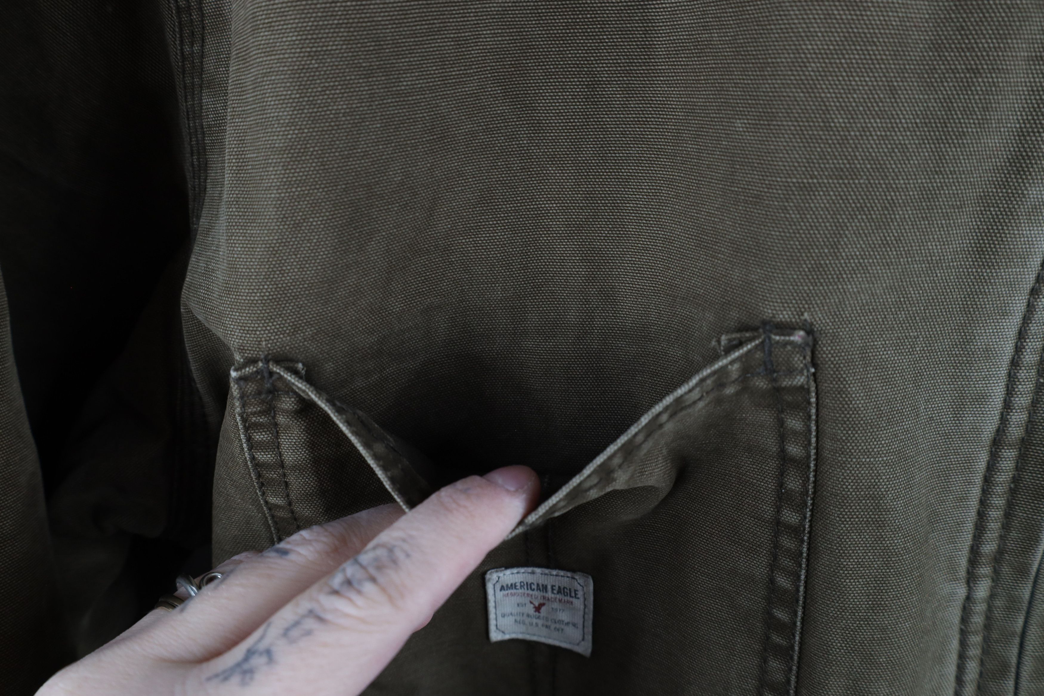 American Eagle Outfitters × Vintage Vintage Y2K American Eagle Outfitters Canvas Trucker Jacket Size US L / EU 52-54 / 3 - 7 Thumbnail
