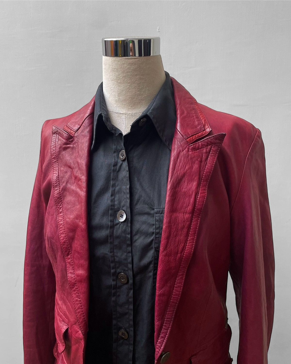 John Galliano Aw2007 Red Leather Cargo Blazer Size US S / EU 44-46 / 1 - 7 Thumbnail