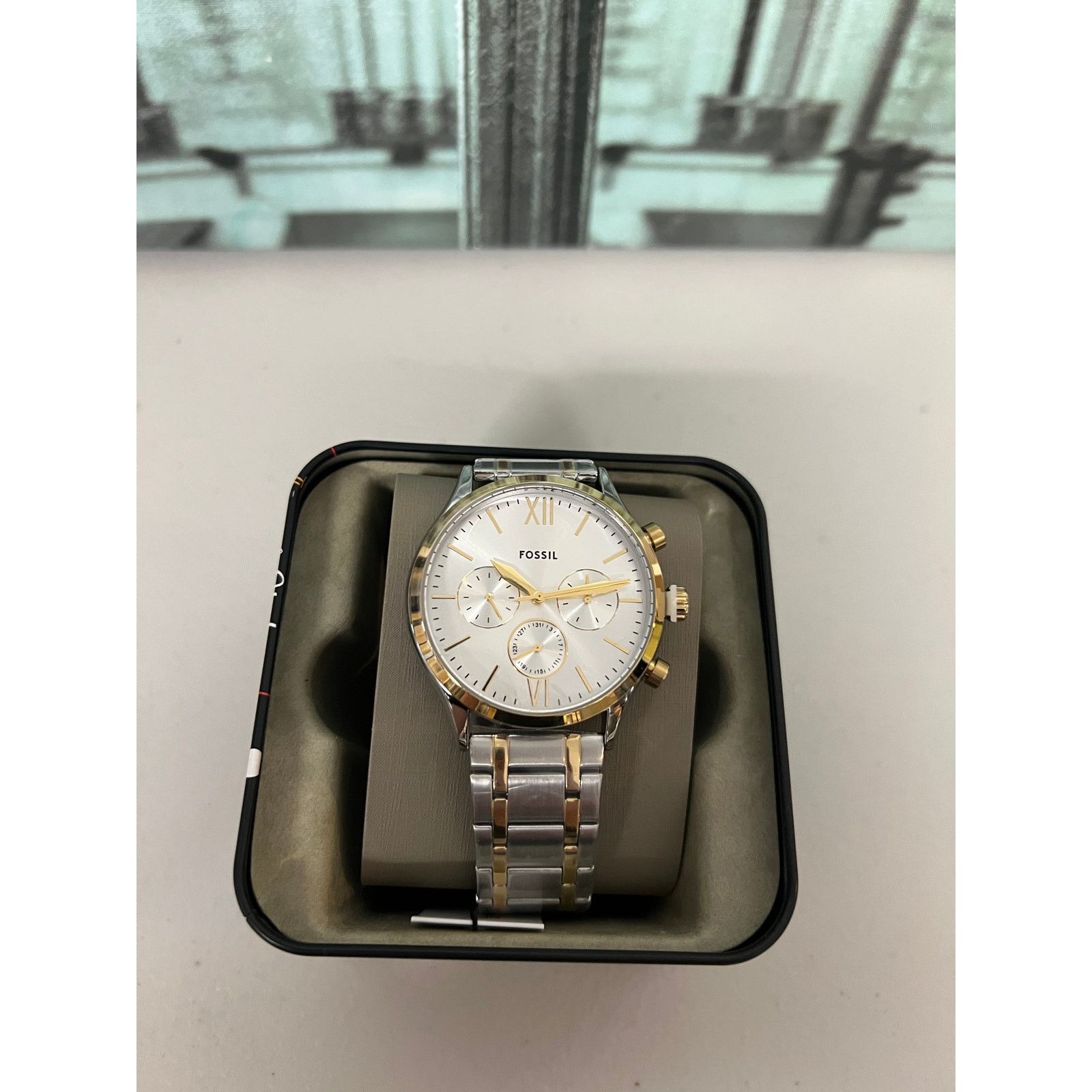 1995 FOSSIL TWO DIAL ART DECO WATCH ES-8749