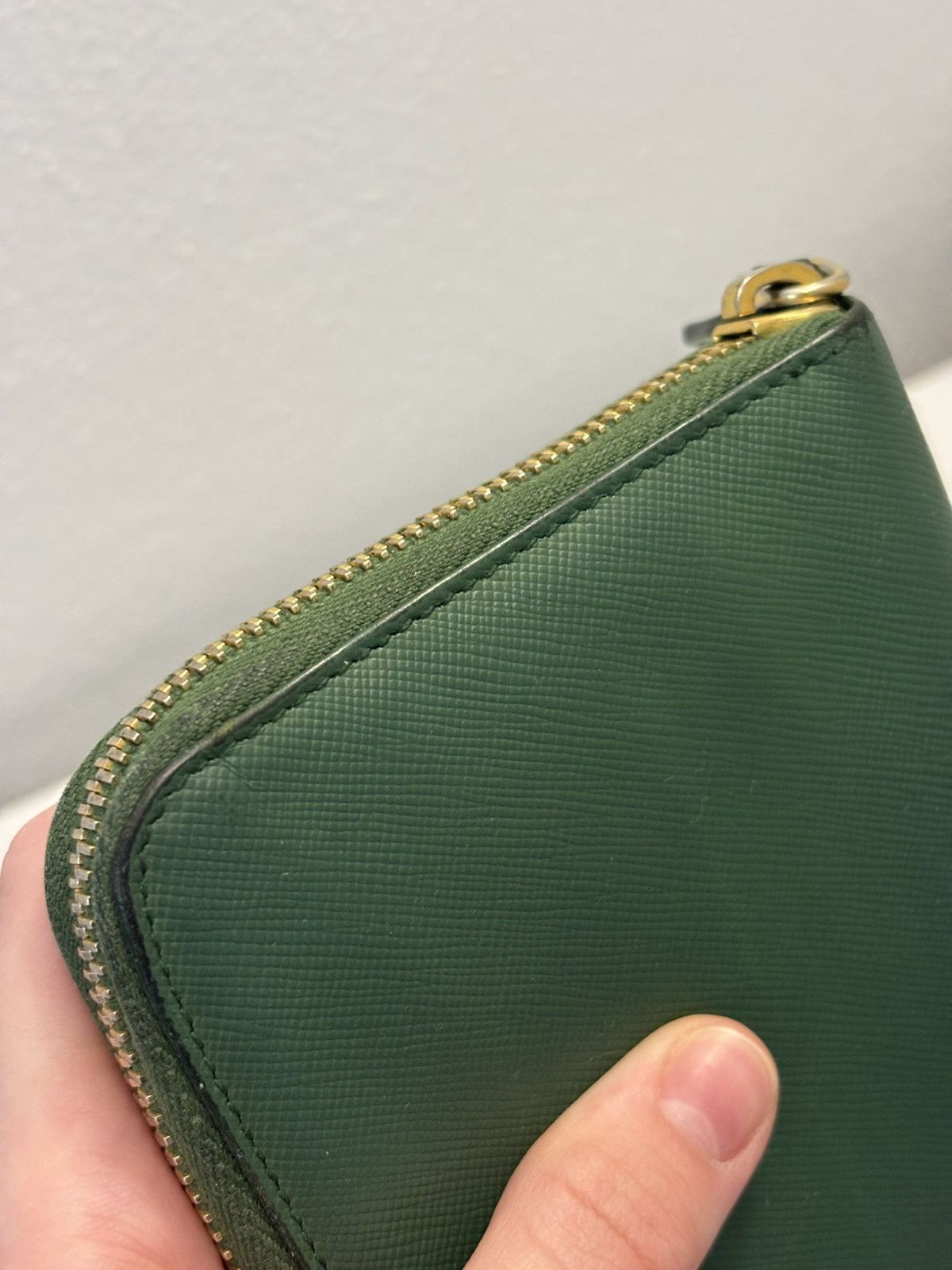 Prada Prada Dark Green Saffiano Leather Logo Zip Around Wallet Size ONE SIZE - 12 Thumbnail