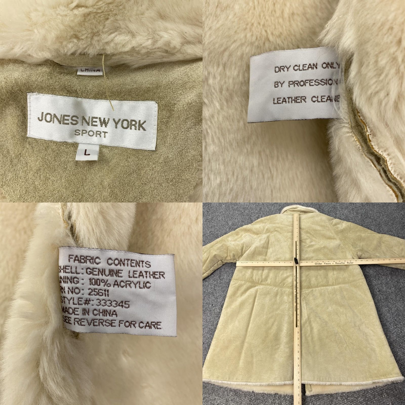 Jones New York JONES NEW YORK Leather Sport Coat Womens Large Tan Faux Shearling Zip Mid-Length Size L / US 10 / IT 46 - 8 Thumbnail