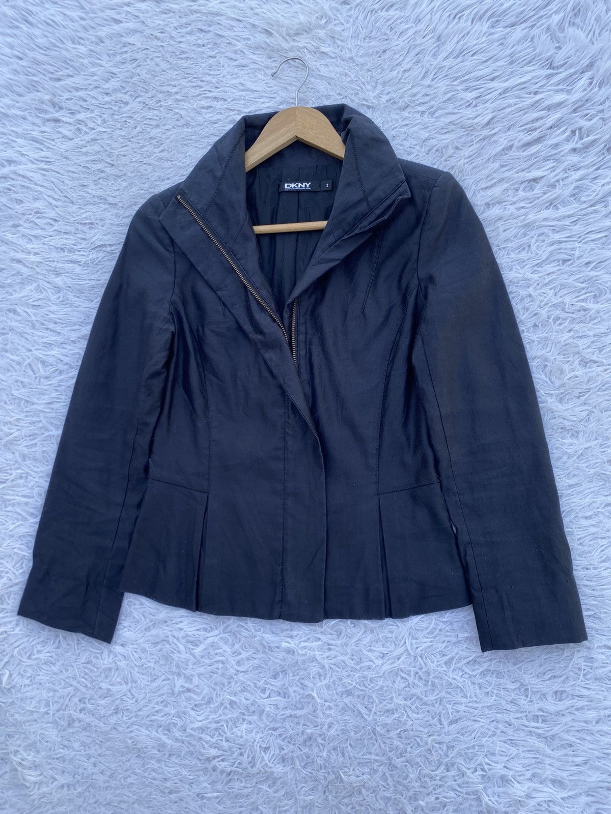 DKNY Rare DKNY Classic Black Cotton Zipper Jacket Size XS / US 0-2 / IT 36-38 - 4 Thumbnail