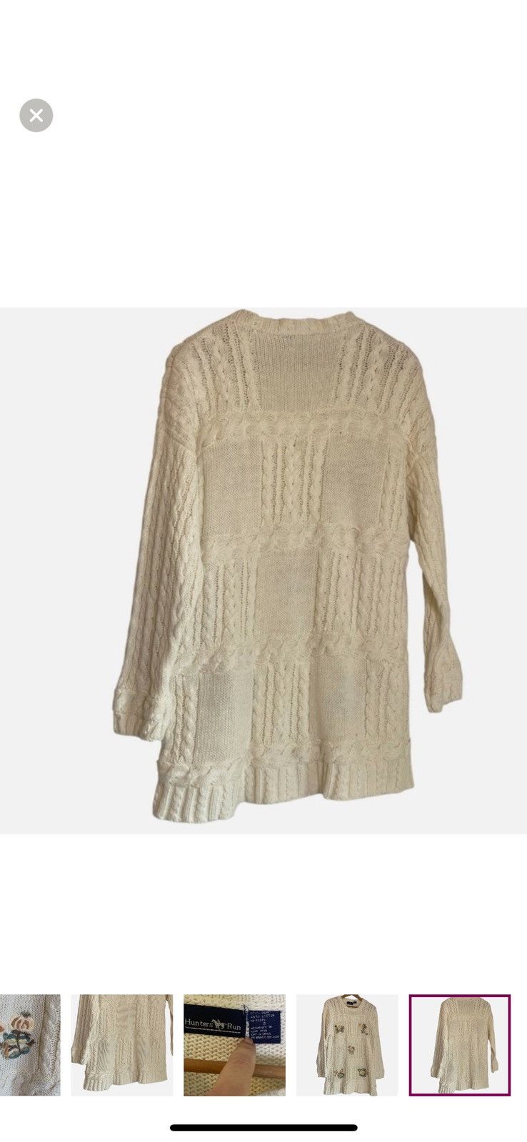 Vintage VTG Cable Knit Sweater Tunic/Dress S Floral Embroidered Size S / US 4 / IT 40 - 10 Thumbnail