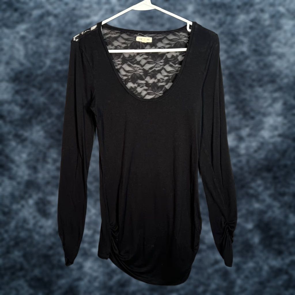 Vintage VINTAGE Silence + Noise Blouse Shirt Womens Small Black Lace-Back Long Sleeve Size S / US 4 / IT 40 - 1 Thumbnail