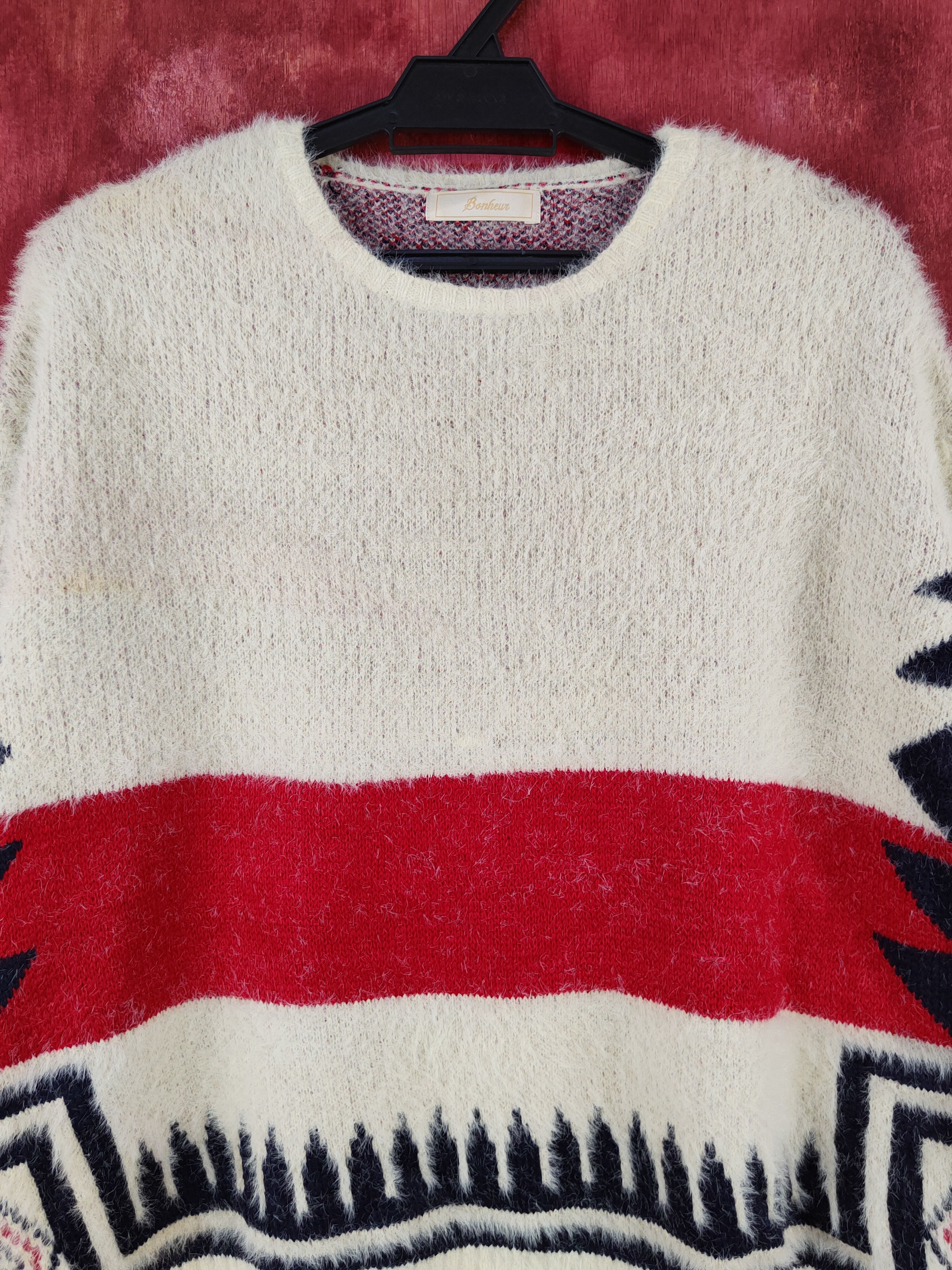 Homespun Knitwear × Japanese Brand Bohewi Cream Red Shag Shaggy Fur Mohair Knitwear #S2077 Size US M / EU 48-50 / 2 - 2 Thumbnail