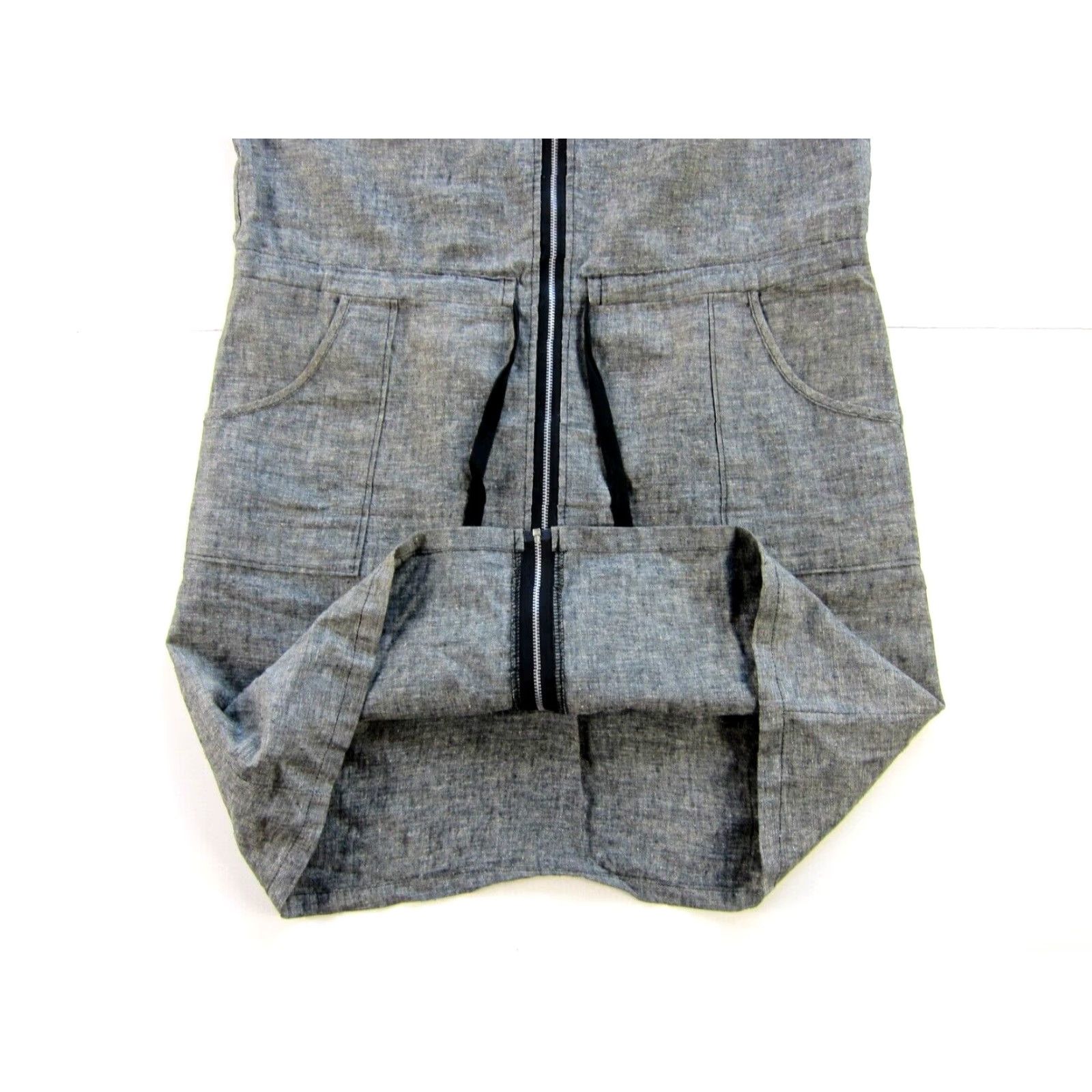 Vintage National Picnic Grey Hemp Made USA Zipper Cap Sleeve Tunic Shift Dress L Pockets Knee Length Floral Women's Large Size L / US 10 / IT 46 - 5 Thumbnail