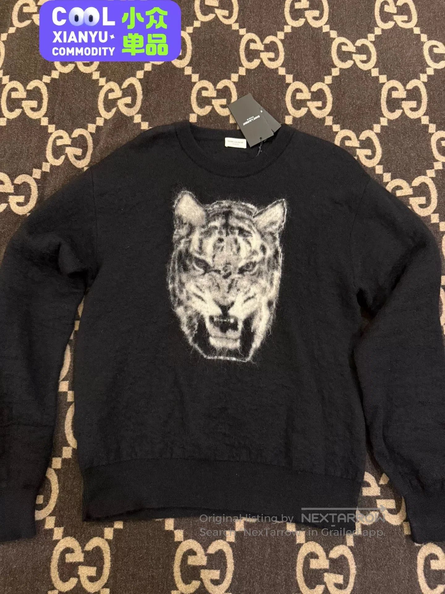 Saint Laurent Paris Saint Laurent Tiger Head Black Sweater. Size US L / EU 52-54 / 3 - 1 Thumbnail