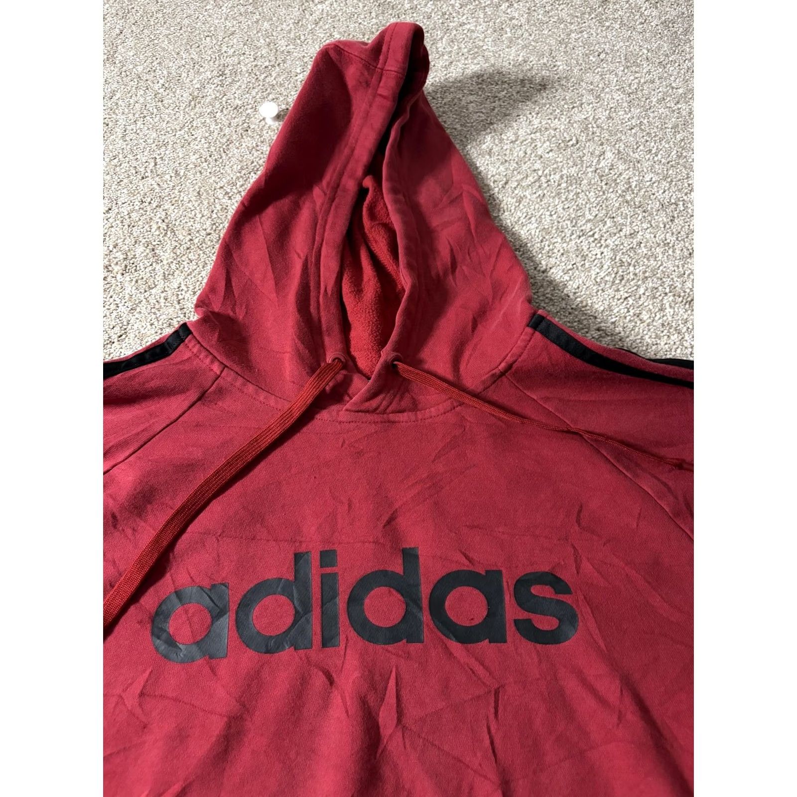 Adidas Adidas Hoodie Mens Large Red 3-Stripes Fleece Pullover Logo Sweatshirt Athletic Size US L / EU 52-54 / 3 - 2 Thumbnail