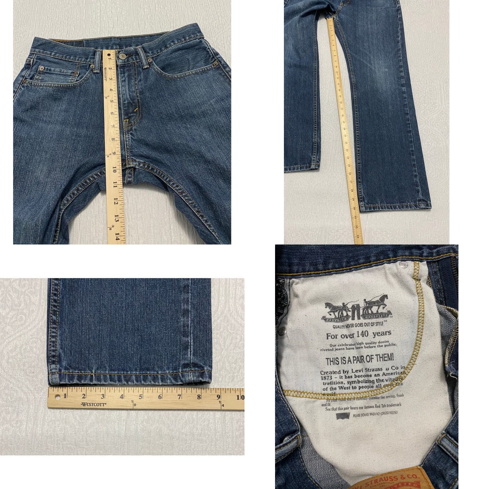 Levi's Levis 559 Jeans Men's Size 31×30 Blue Relaxed Straight 100% Cotton Size US 31 - 8 Thumbnail