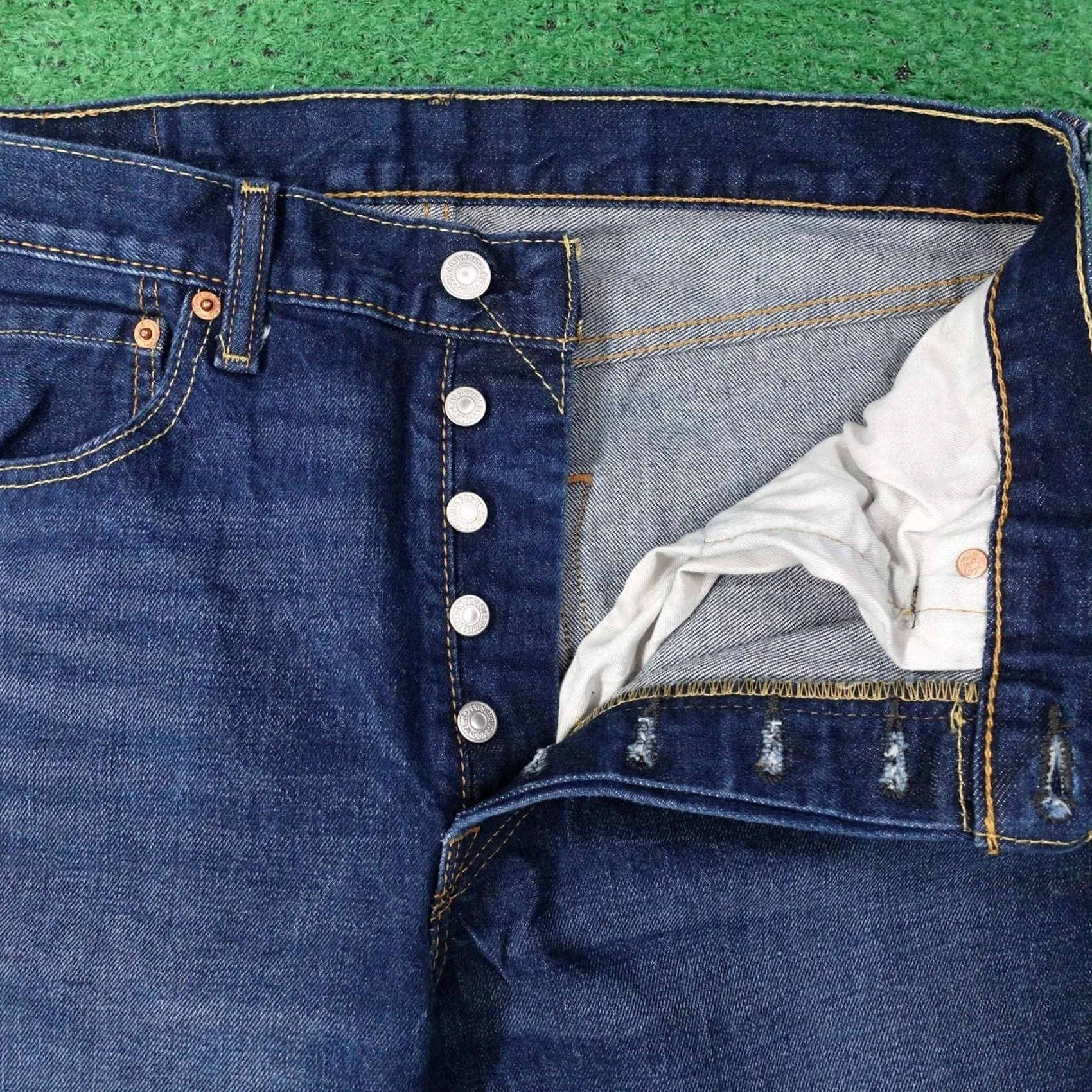 Levi's Levi's 501 Jeans Mens 33x28 Blue Denim Button Fly Straight Regular Size US 33 - 3 Thumbnail
