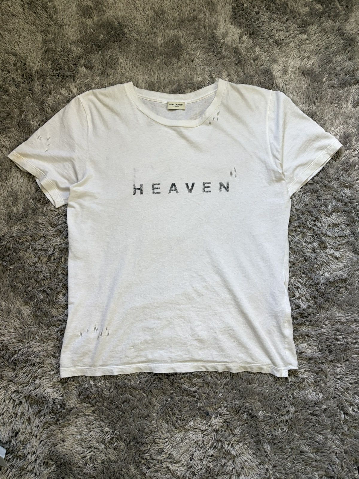 Saint Laurent Paris SLP DISTRESSED HEAVEN TEE Size US M / EU 48-50 / 2 - 1 Thumbnail