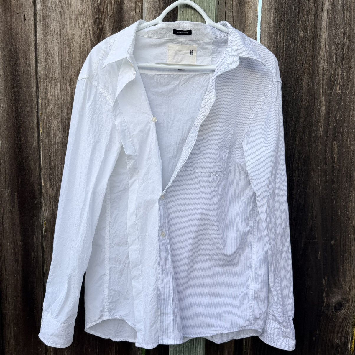 R13 R13 Off-Shoulder Deconstructed Pinstripe Shirt Sz S Size S / US 4 / IT 40 - 3 Thumbnail