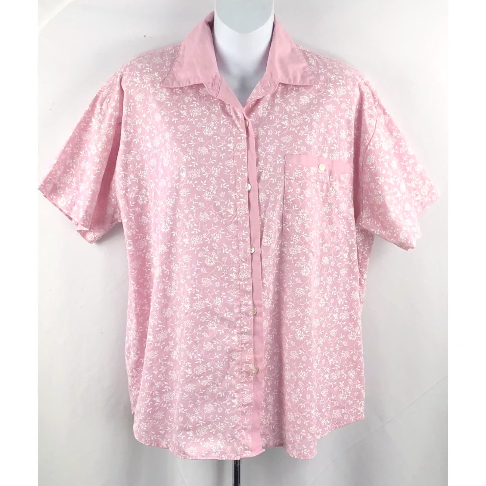 Lee VINTAGE Lauren Lee Button-Up Pink Floral Pocket Collar CottageCore Retro 8 Womens Shirt XS? Size M / US 6-8 / IT 42-44 - 5 Thumbnail