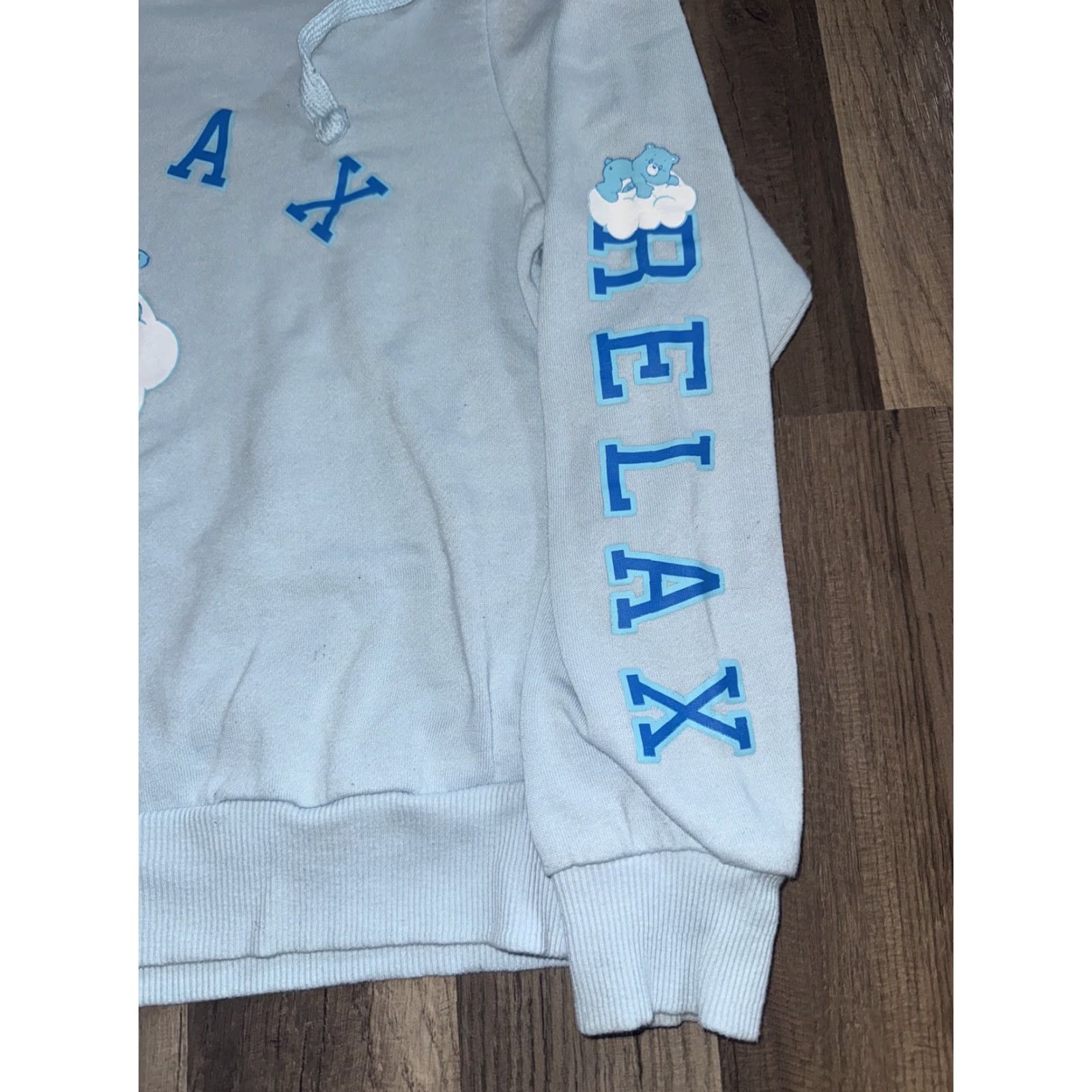 Vintage Care Bears Relax Hoodie Sweatshirt Light Blue Small 18x19 Lightweight Women Pullover Activewear blue S Womens Hoodie Size S / US 4 / IT 40 - 3 Thumbnail
