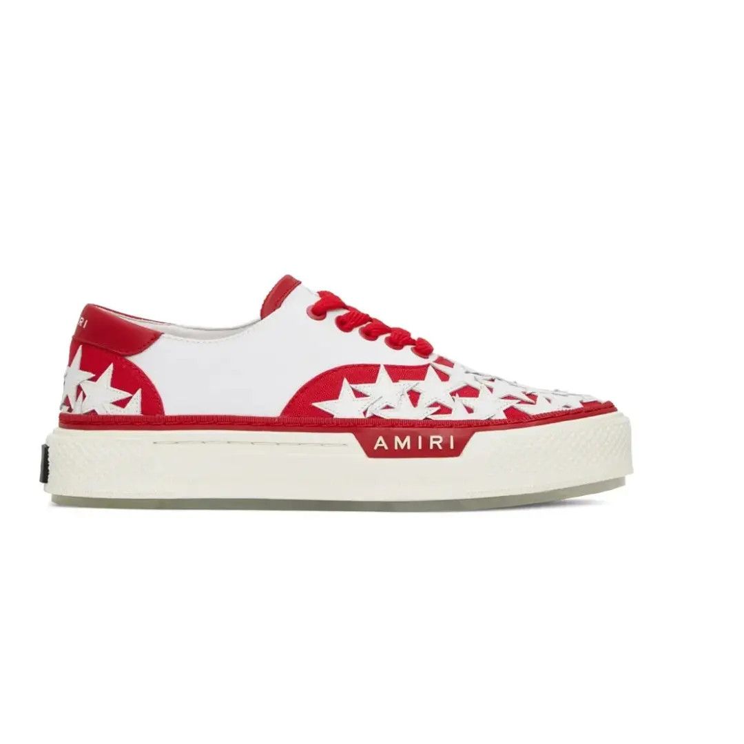 Amiri oc11z0225 Stars Court Low-Top Sneakers in White & Red Size US 11 / EU 44 - 1 Thumbnail