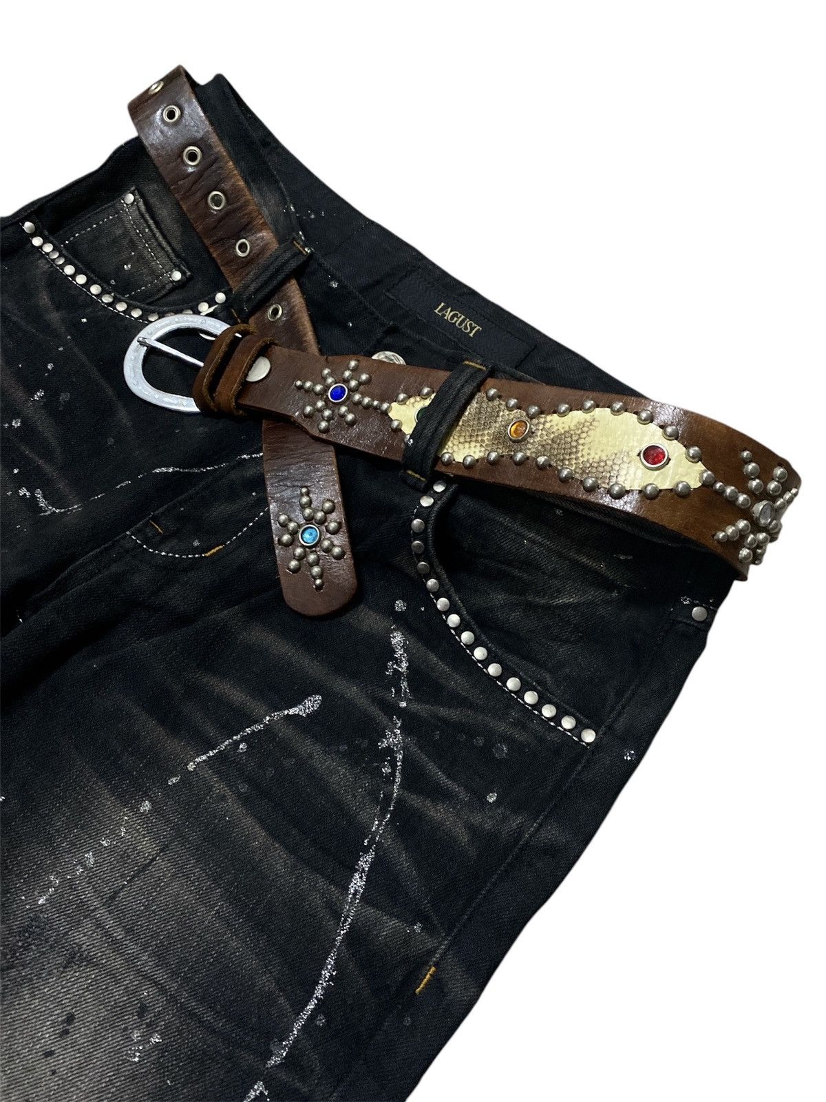 Japanese Brand Studded LeatherBelt inspired Undercover/BB Simons Size ONE SIZE - 2 Thumbnail