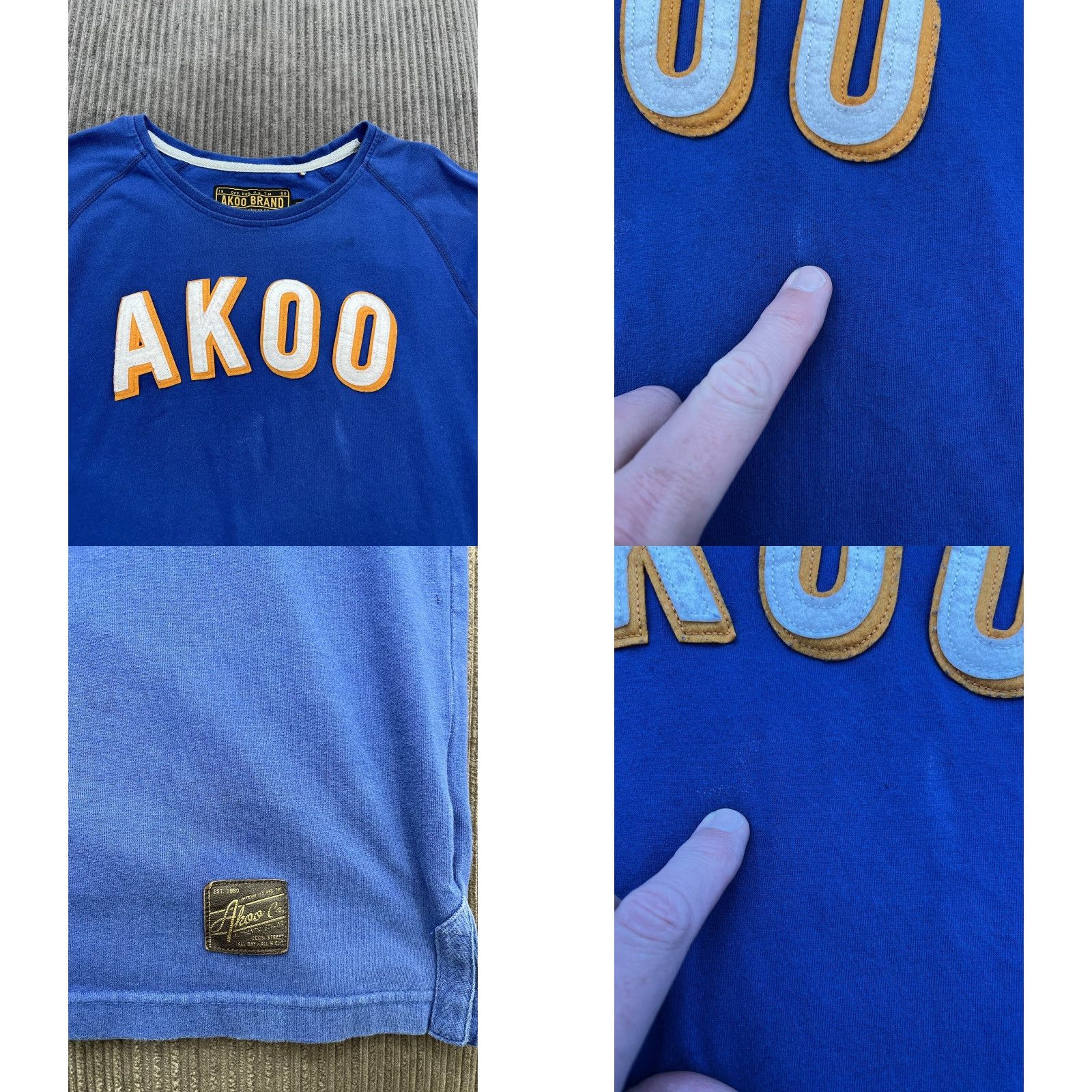 Vintage Akoo Spellout Pullover Sweater Men 4XL Blue Cotton Casual Outdoors Crew Neck Long Sleeve Pullover Casual Seasonal Winter Fall Mens Size US XXL / EU 58 / 5 - 8 Thumbnail