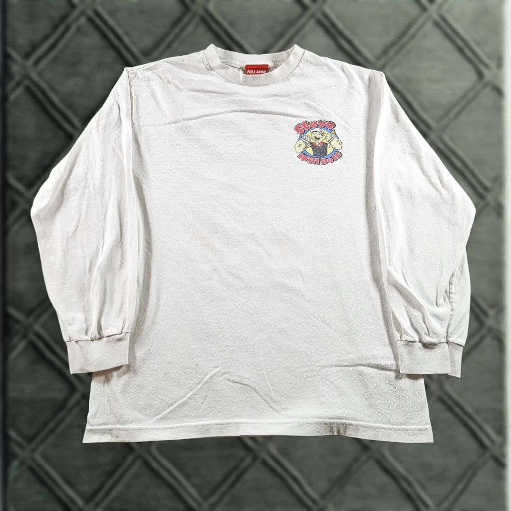Vintage Full Send Shirt Mens M White Long Sleeve Graphic Tee Steve Will Do It Crew Neck Jersey Size US M / EU 48-50 / 2 - 1 Thumbnail