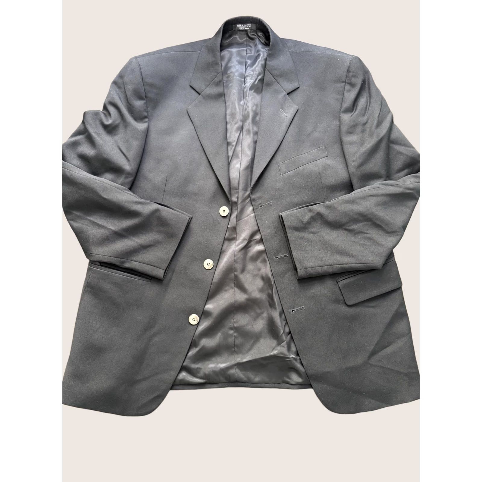 Vintage Gianfranco Ruffini Blazer Mens Large Black 3 Button Notch Lapel Suit Jacket Size 46R - 1 Thumbnail