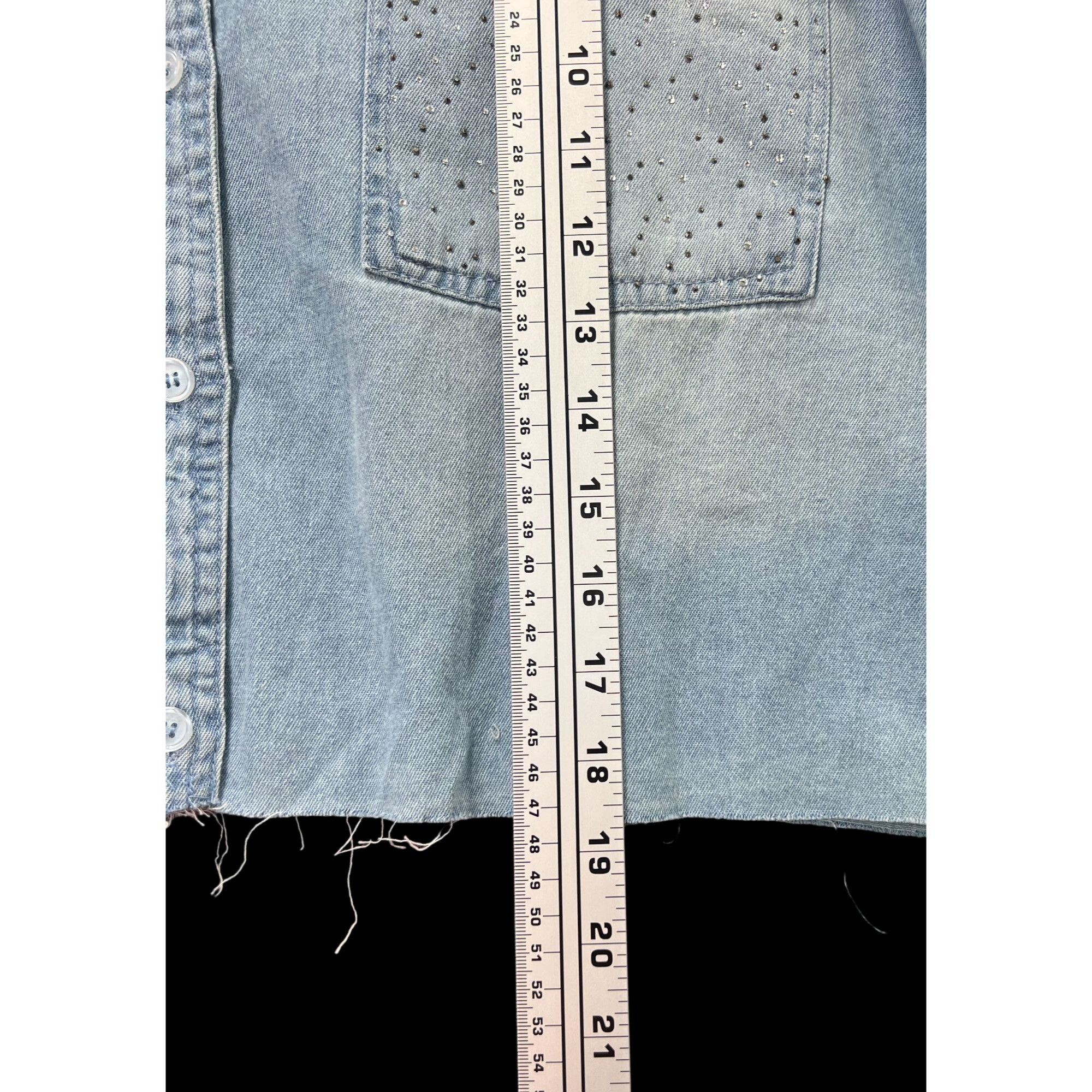 rue21 Rue 21 - Women's Chambray Long Sleeve Button Down Shirt With Size XL / US 12-14 / IT 48-50 - 7 Thumbnail