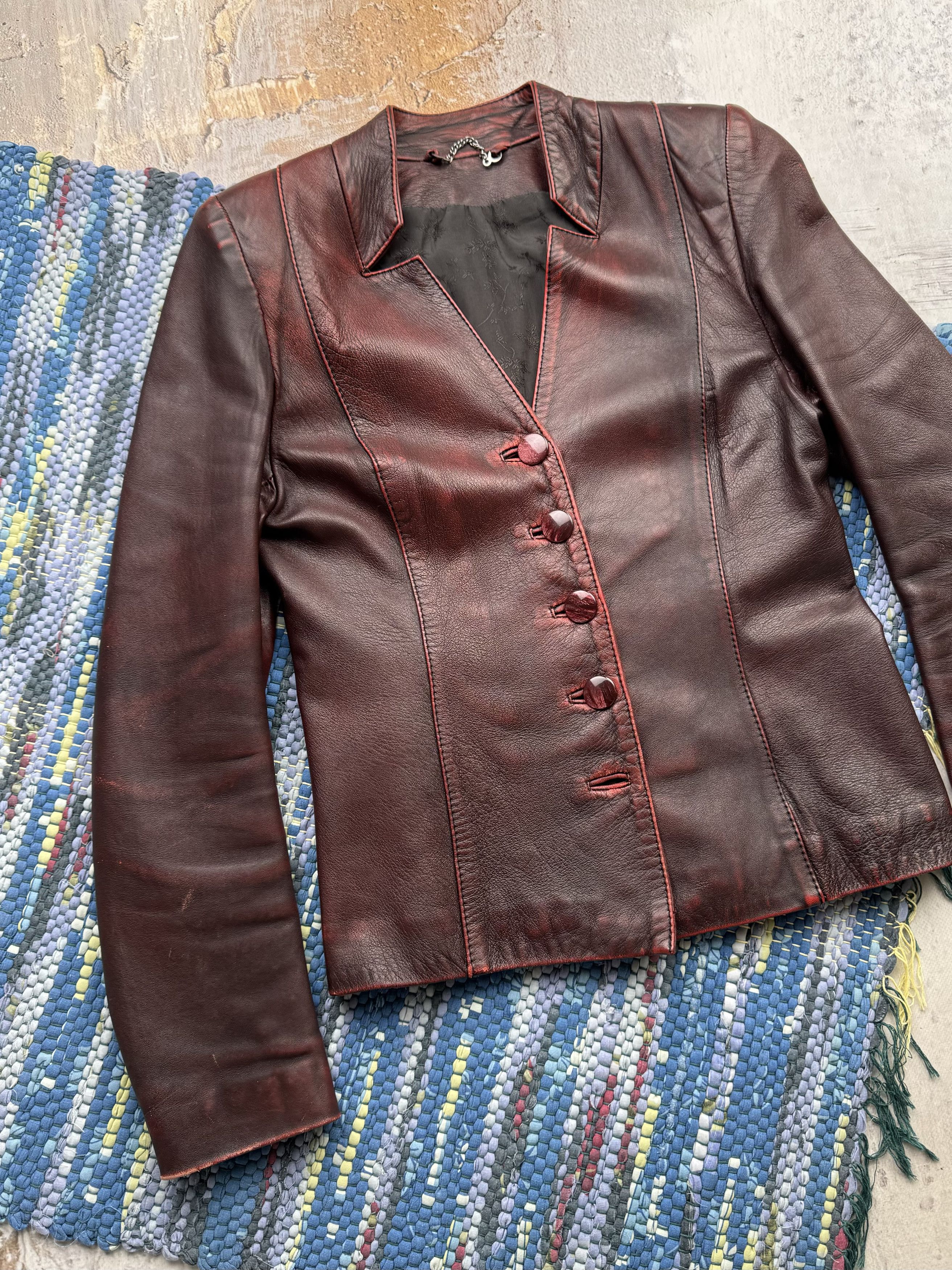 Vintage Vintage Faded Leather Jacket A89D15(467) Size S / US 4 / IT 40 - 2 Thumbnail