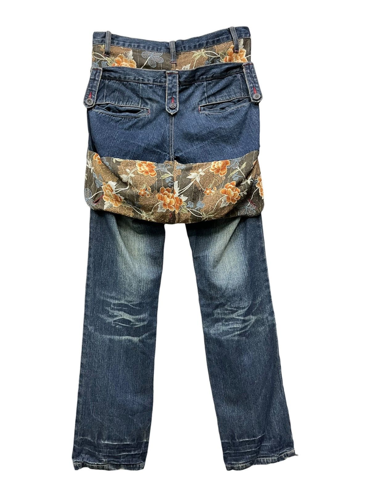 Pure Blue Japan Ultra Rare Gumu Grunge Mudwash Karakuri Sukajan Denim XL Size US 31 - 7 Thumbnail