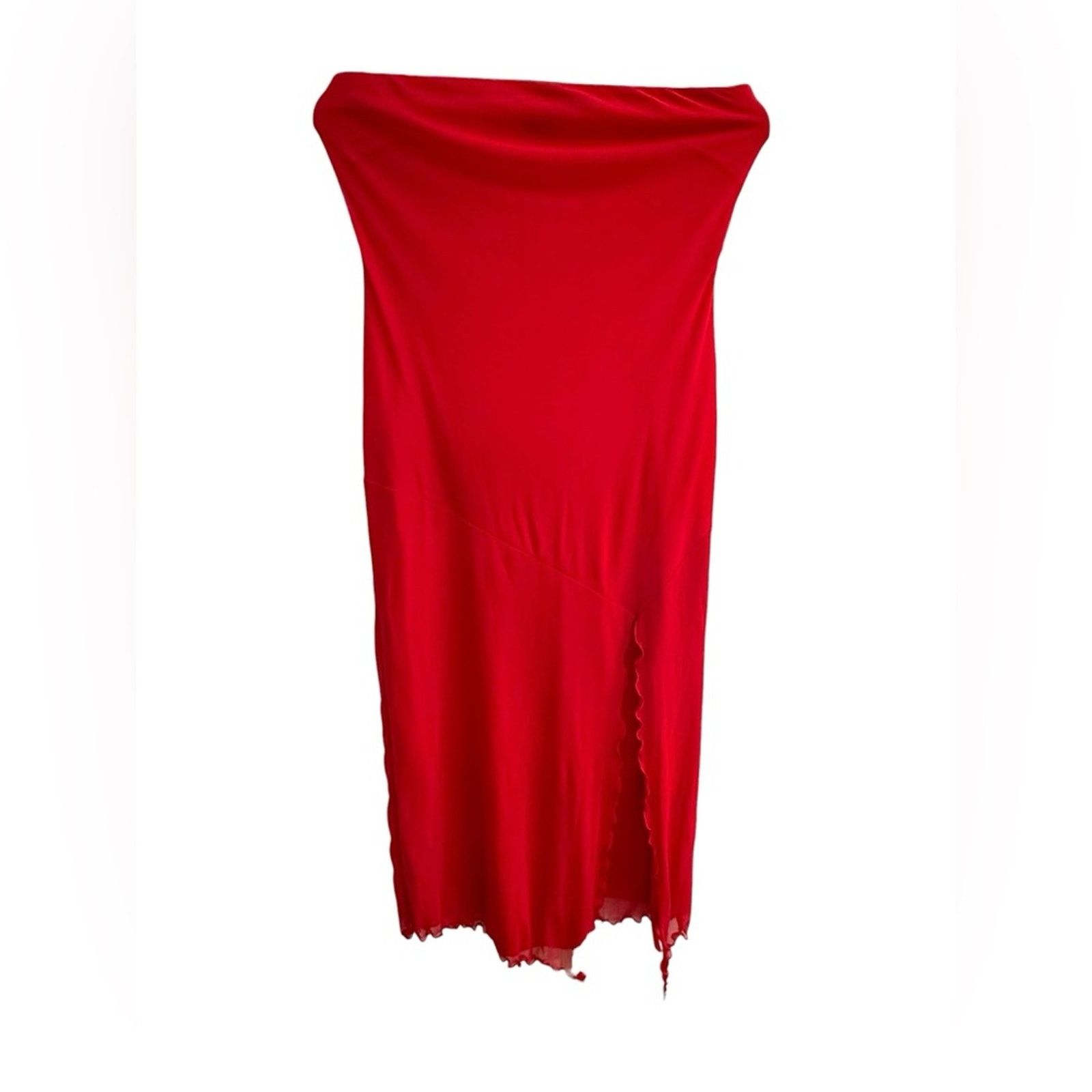 Urban Outfitters UO Samara Mesh Strapless Midi Dress Red M Size M / US 6-8 / IT 42-44 - 2 Thumbnail